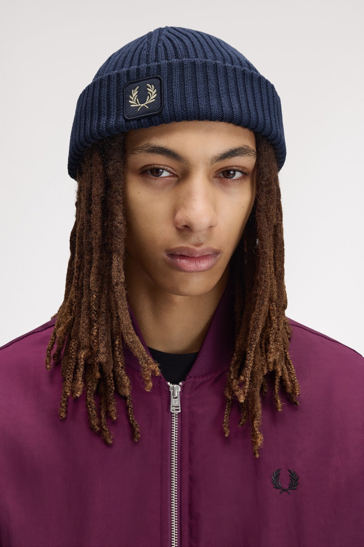 Fred Perry Cotton Ribbed Beanie Dark Airforce