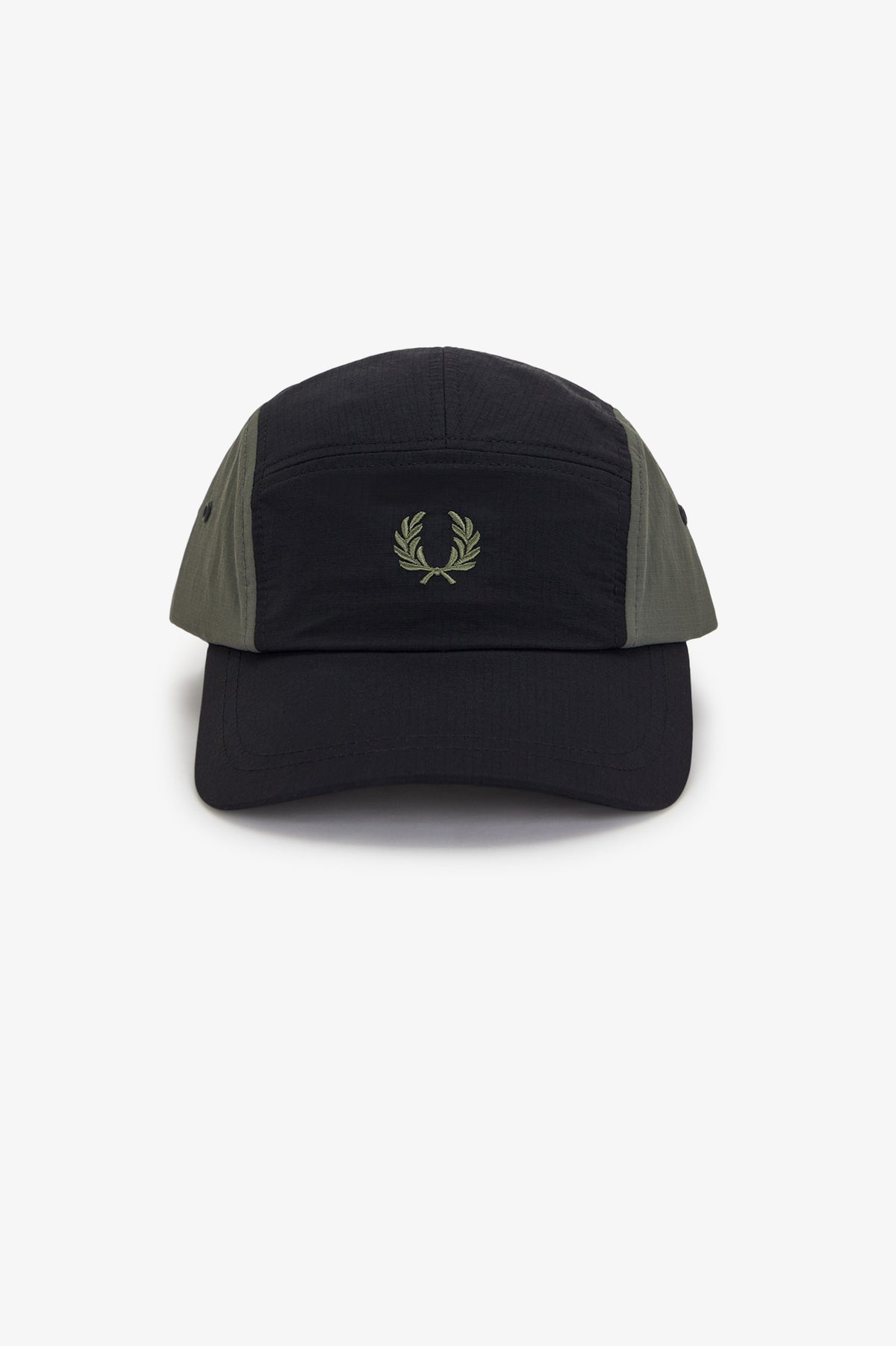 Fred Perry Blocked 5 Panel Ripstop Cap Black
