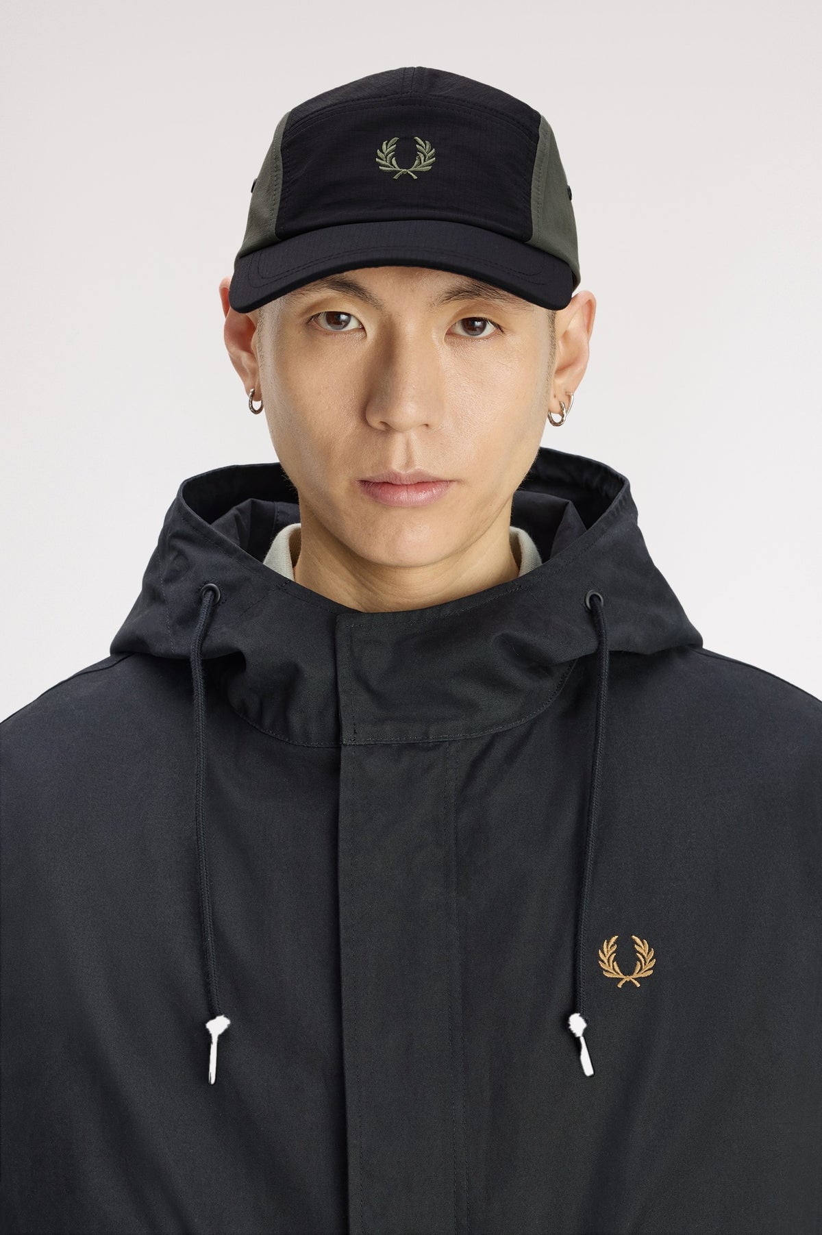 Fred Perry Blocked 5 Panel Ripstop Cap Black