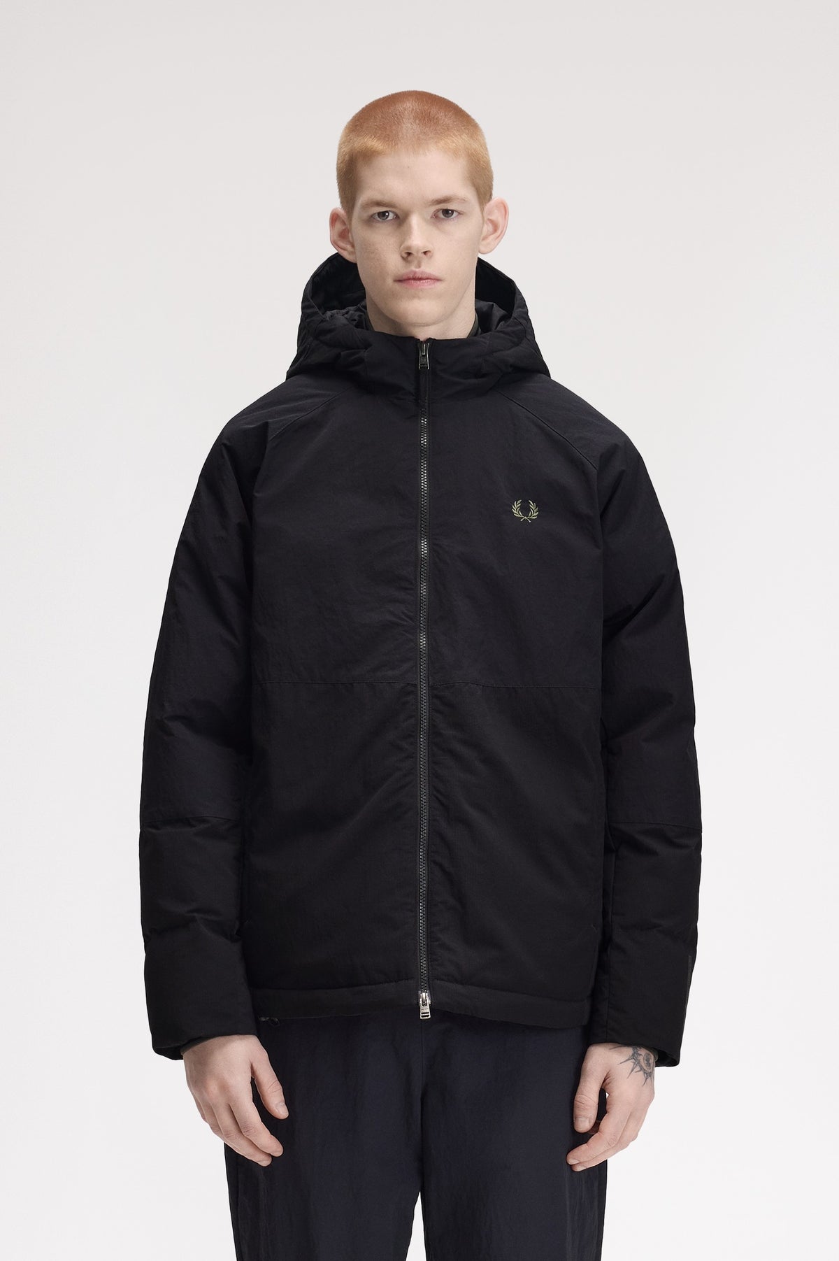 Fred Perry Fabric Block Padded Jacket Black