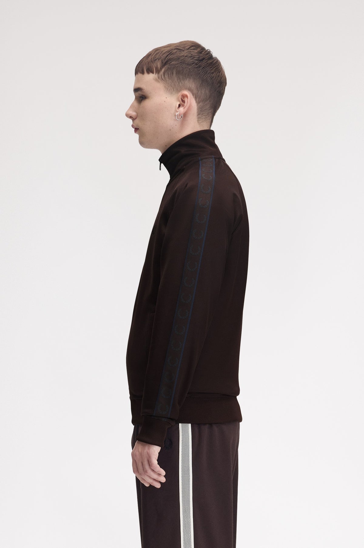Fred Perry Contrast Tape Track Jacket Rich Brown