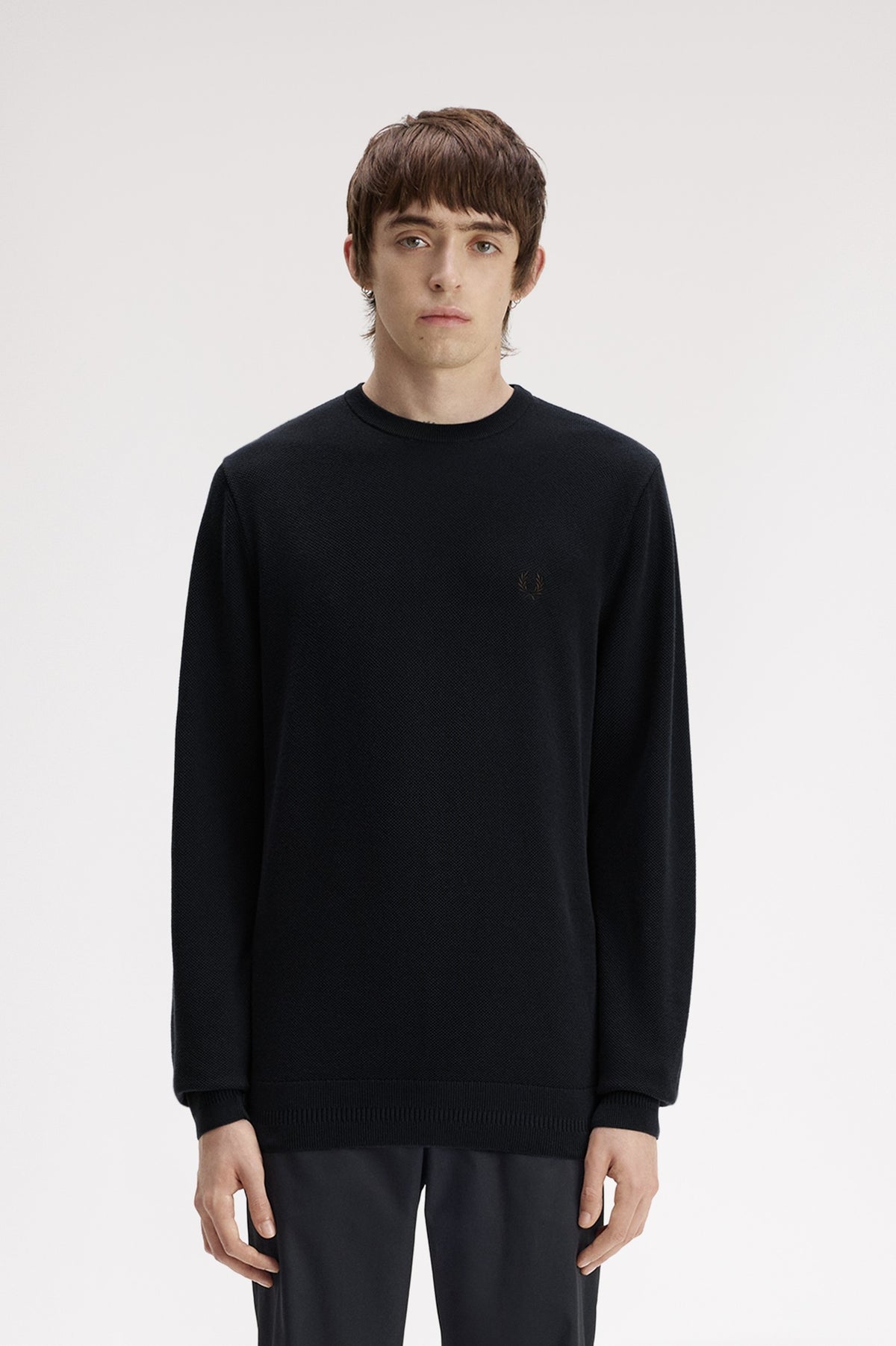 Fred Perry Pique Stitch Jumper Navy