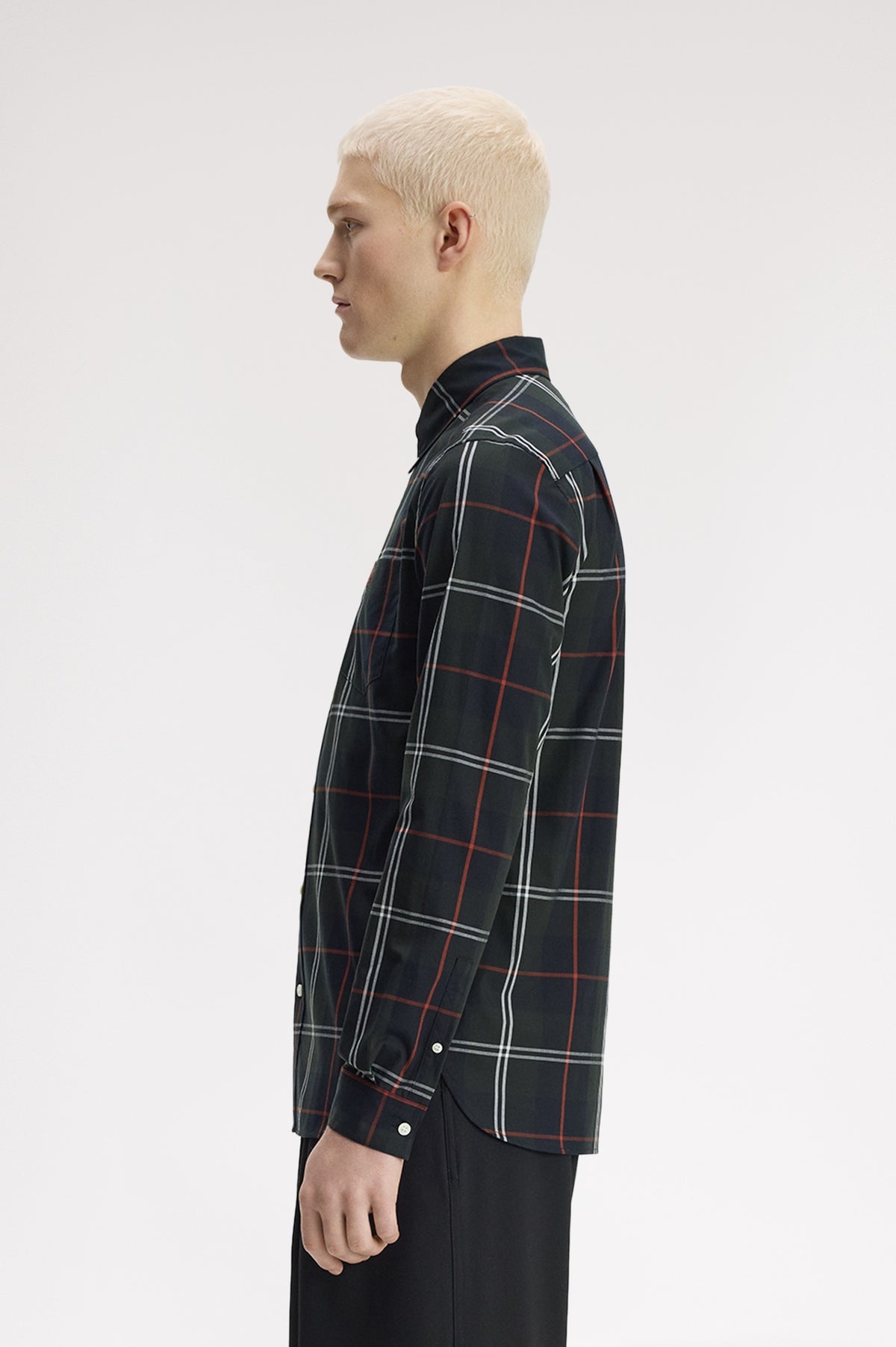 Fred Perry Poplin Tartan Shirt Night Green