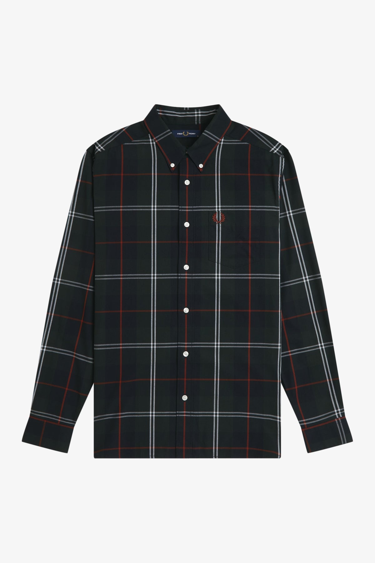 Fred Perry Poplin Tartan Shirt Night Green