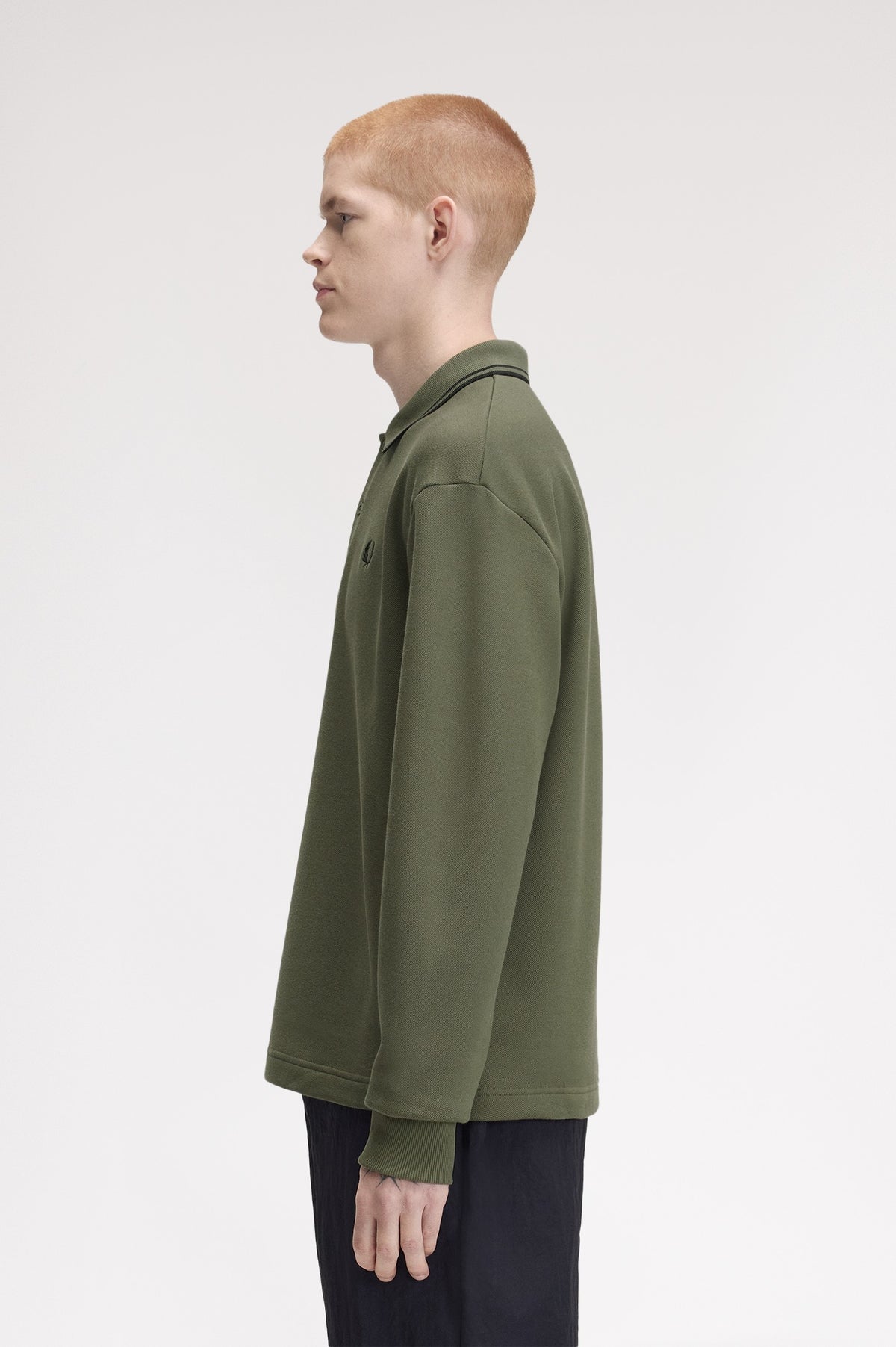 Fred Perry Tipped Collared Sweatshirt Laurel Wreath Green