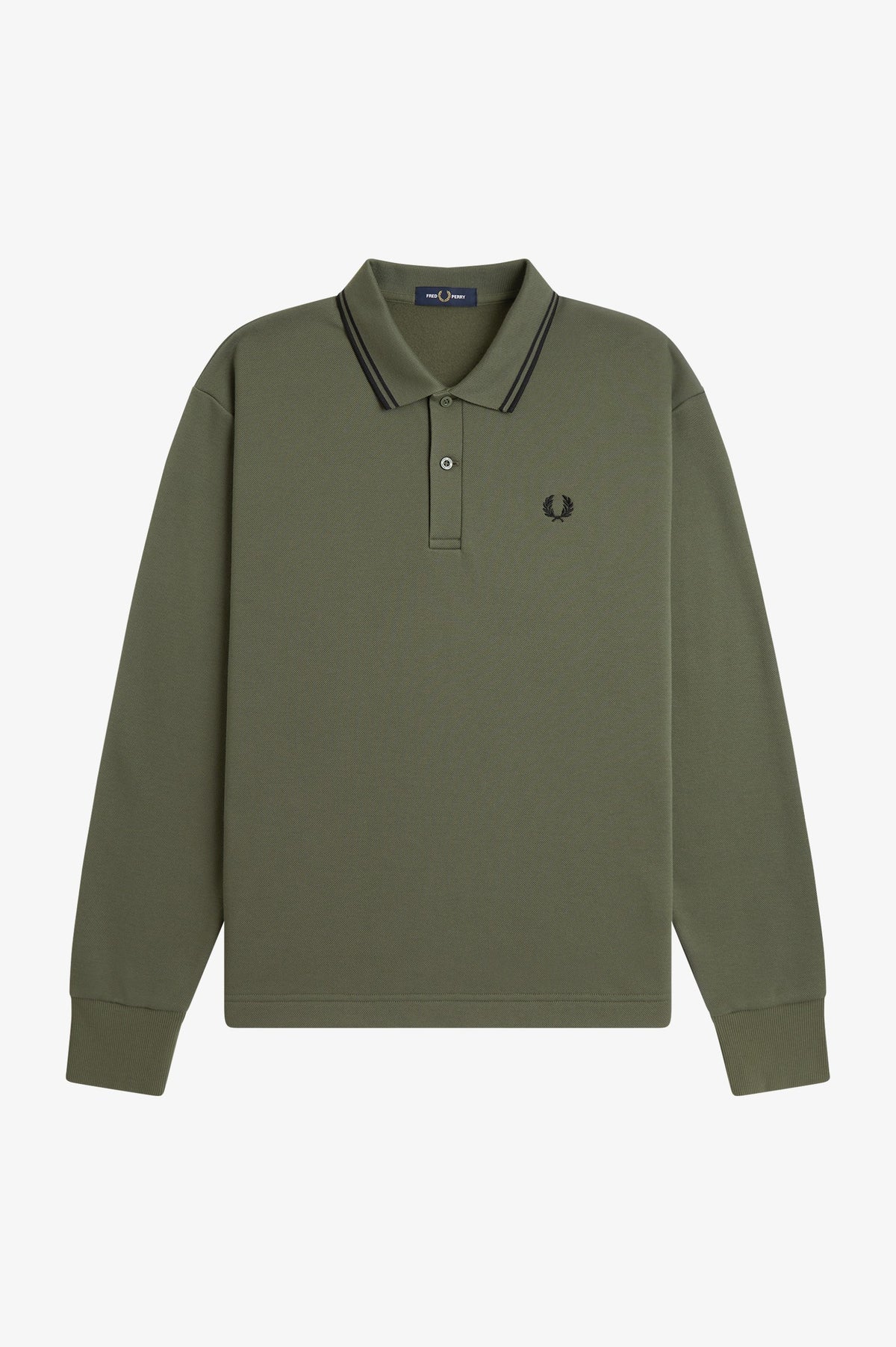 Fred Perry Tipped Collared Sweatshirt Laurel Wreath Green
