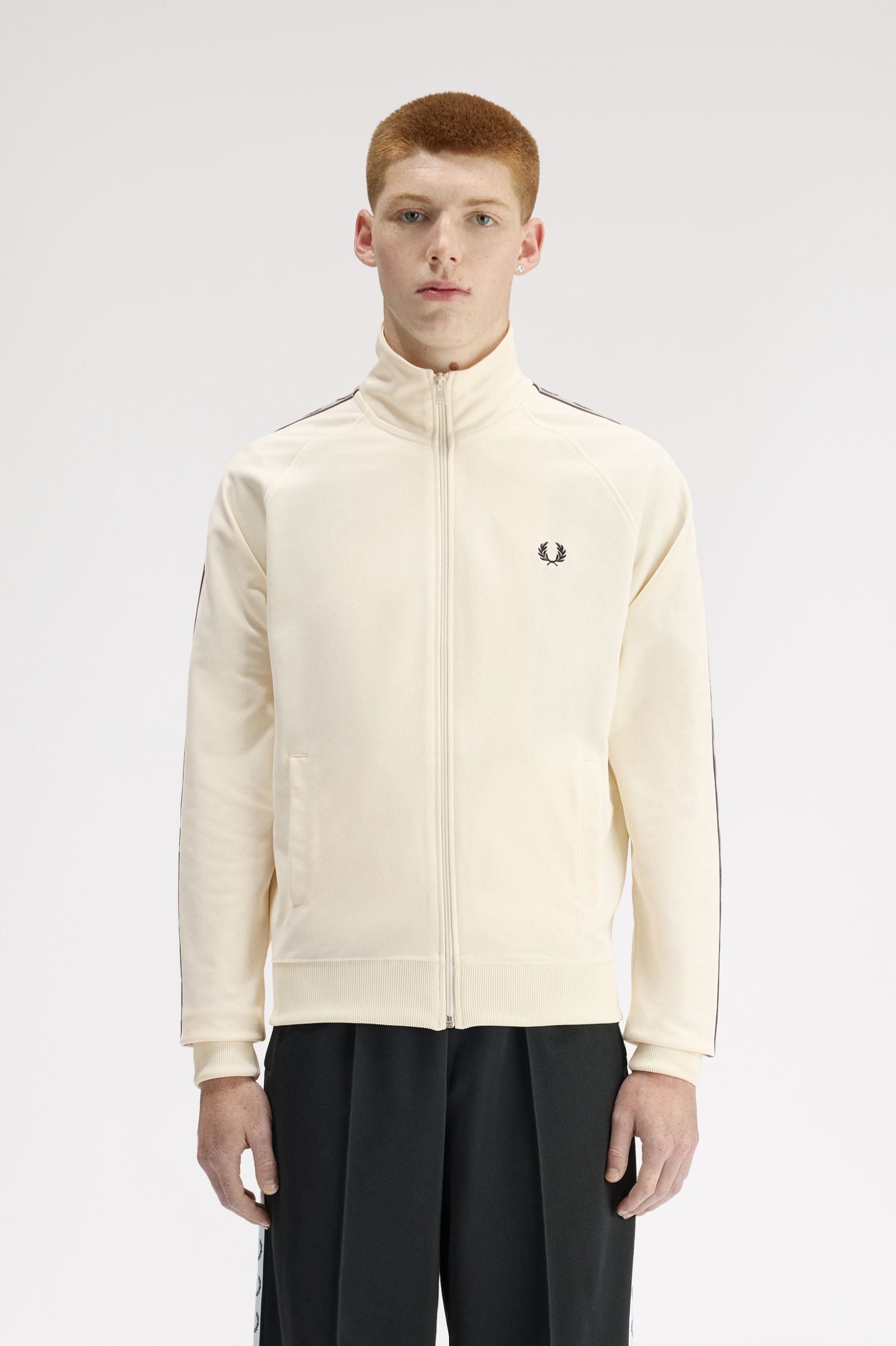 Fred Perry Contrast Tape Track Jacket - Ecru / Navy / Seagrass