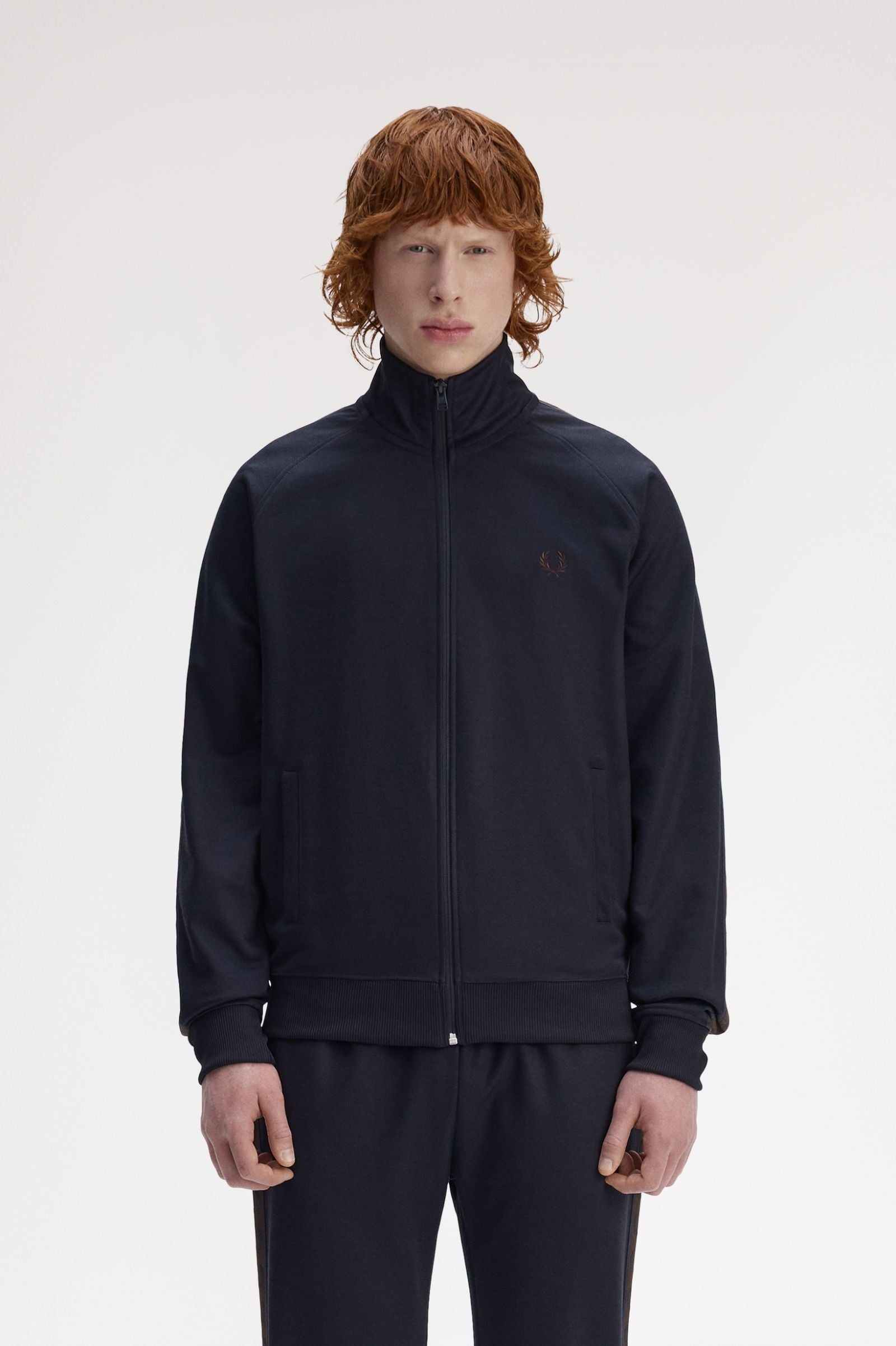 Contrast Tape Track Jacket Fred Perry AW25 - Navy / Burnt Tobacco
