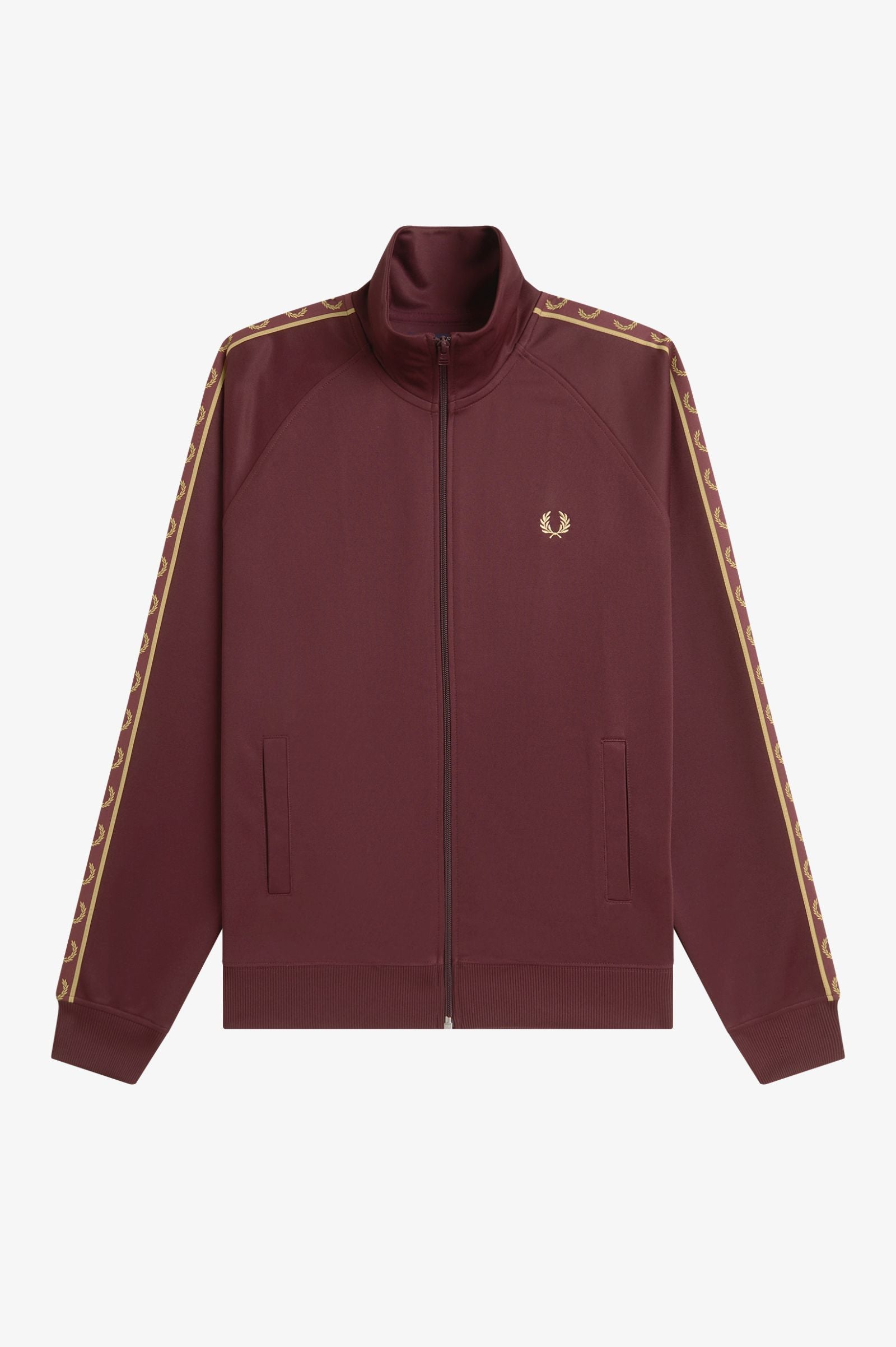 Fred Perry Contrast Tape Track Jacket - Oxblood / Champagne