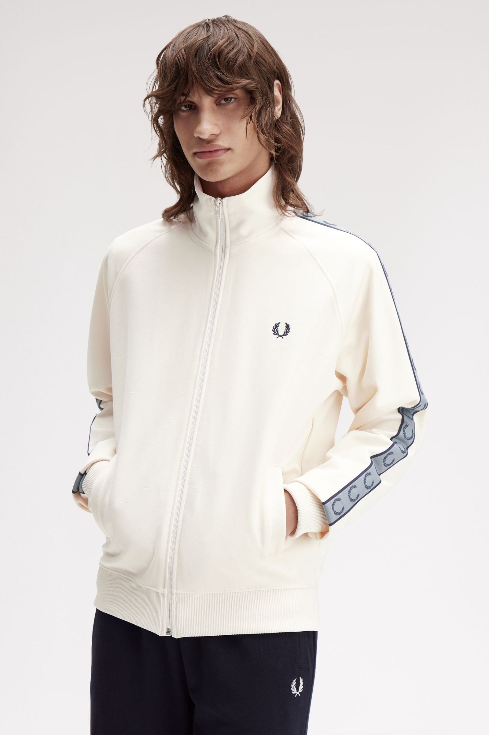 Contrast Tape Track Jacket Fred Perry AW25 - Ecru / Navy