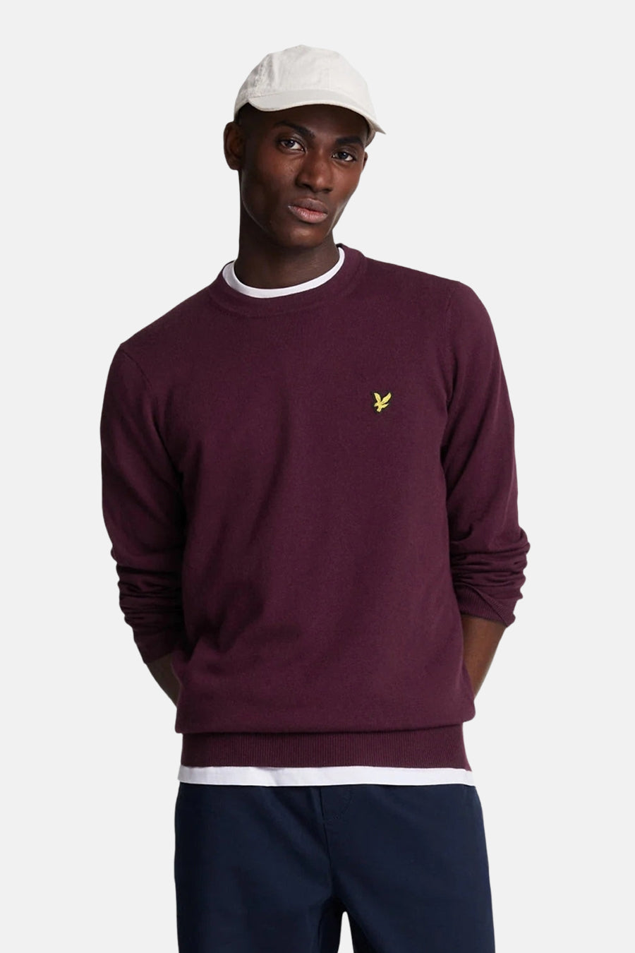 Lyle & Scott – Cotton Merino Crew Neck Jumper – Burgundy