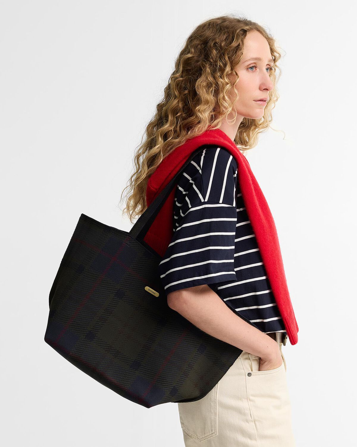 Barbour – Layla Tartan Large Tote Bag – Shadow Classic Tartan