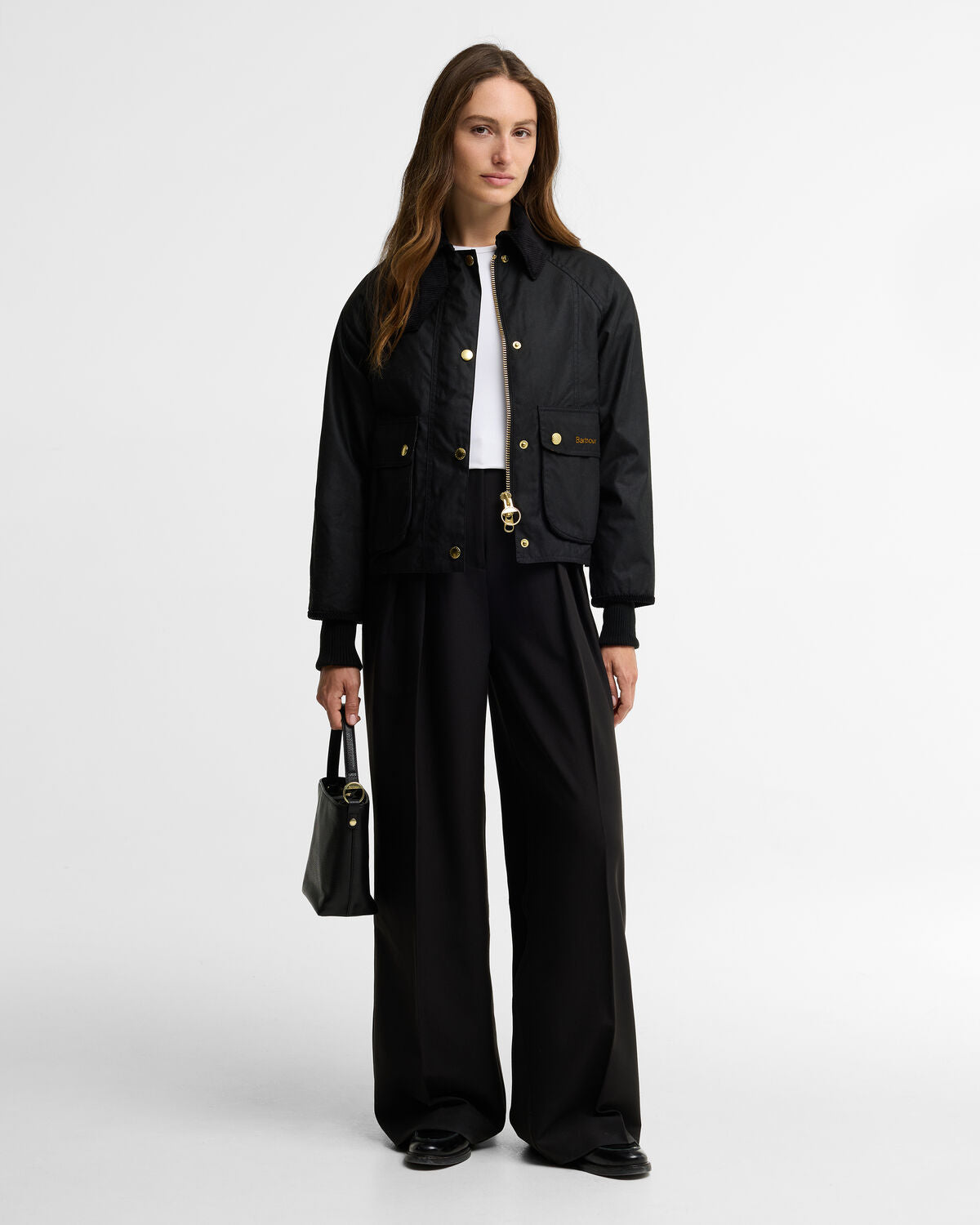 Barbour – Cropped Beadnell Wax Jacket (Donna) – Black/Classic