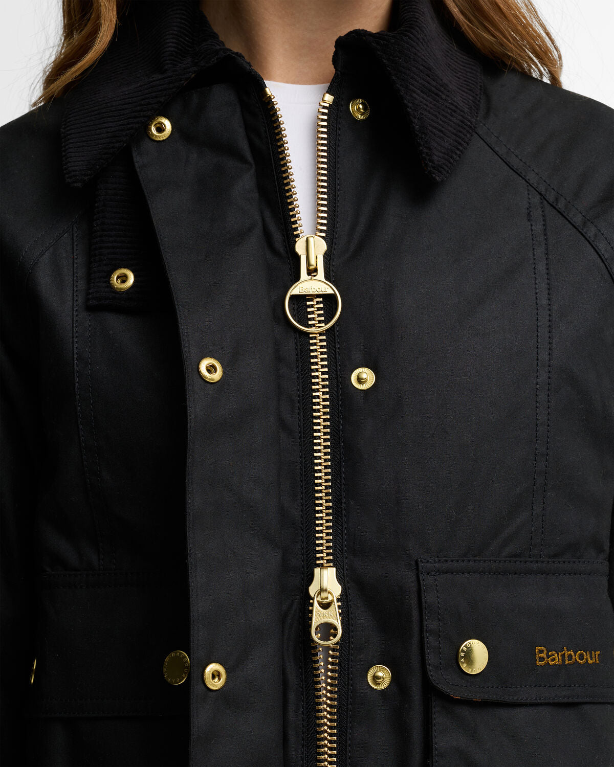 Barbour – Cropped Beadnell Wax Jacket (Donna) – Black/Classic