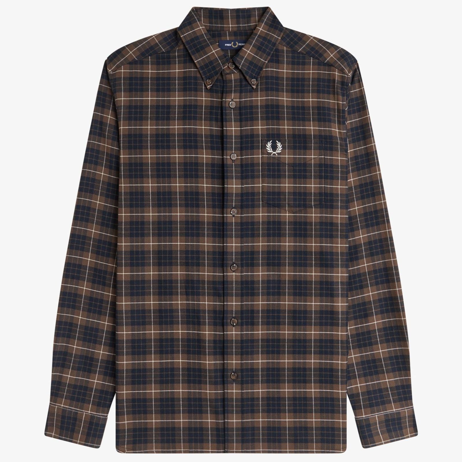 Brushed Twill Tartan Shirt Fred Perry AW25 - Burnt Tobacco