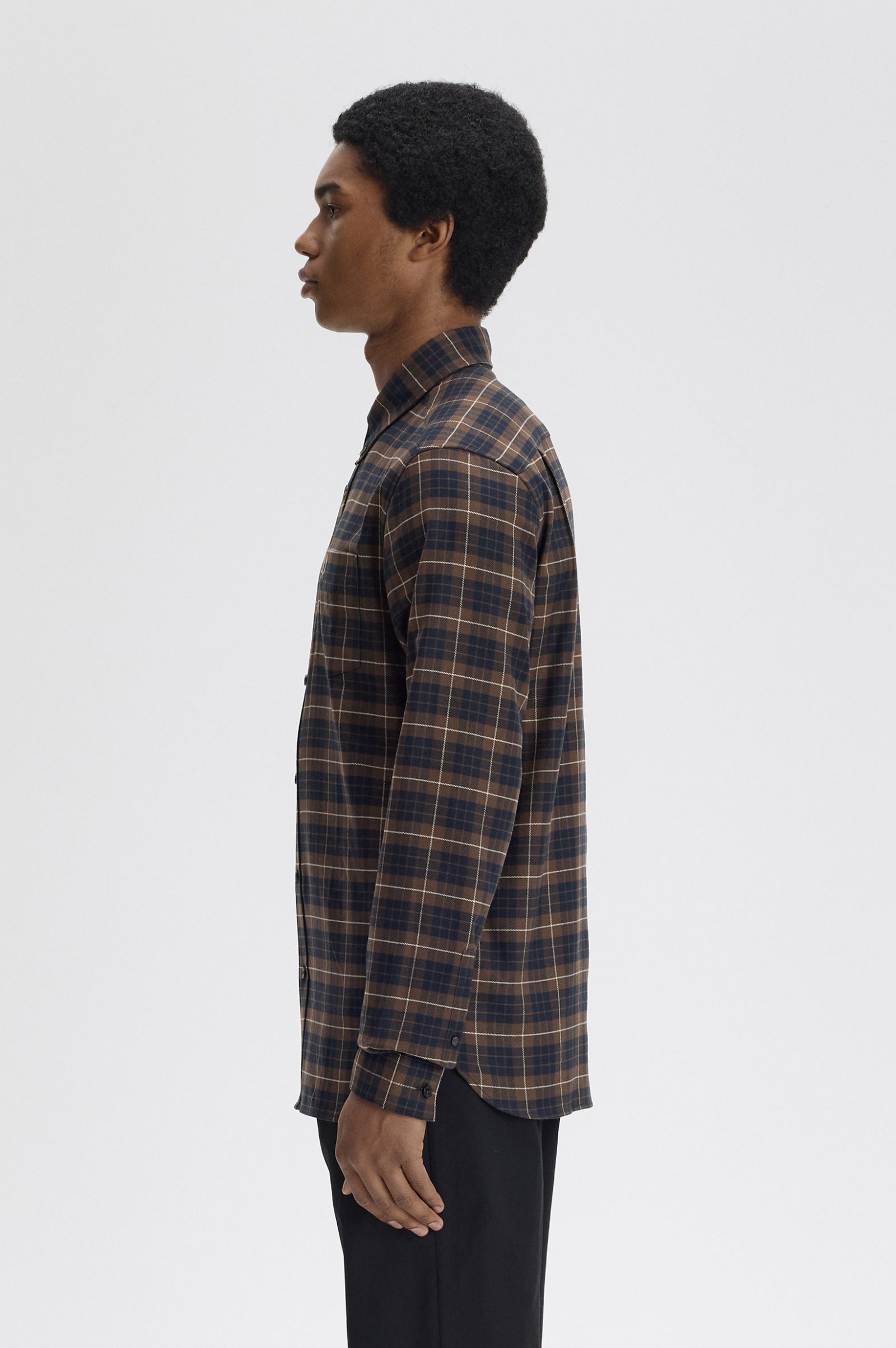 Brushed Twill Tartan Shirt Fred Perry AW25 - Burnt Tobacco