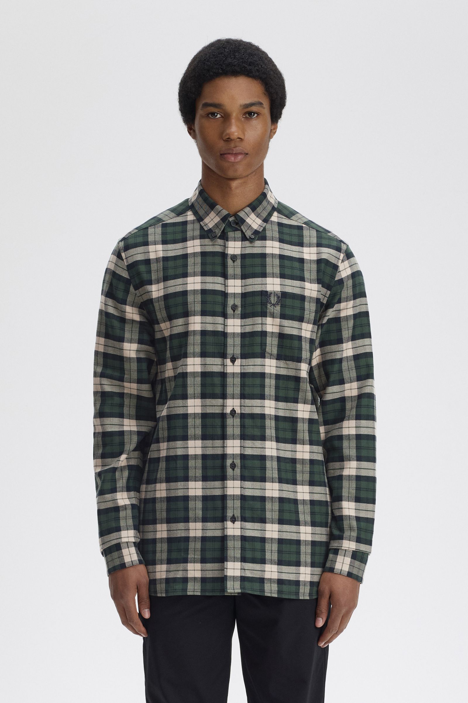 Brushed Twill Tartan Shirt Fred Perry AW25 - Court Green