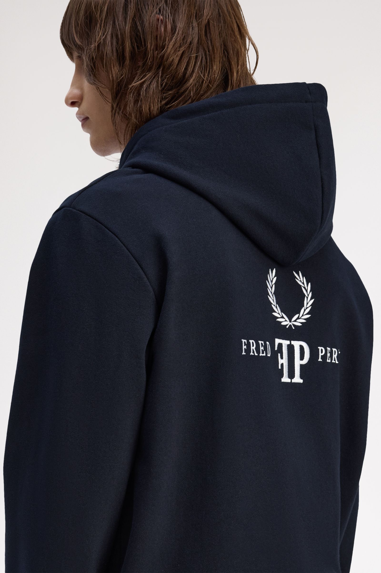 Monogram Hooded Sweatshirt Fred Perry AW25 - Navy / Ice