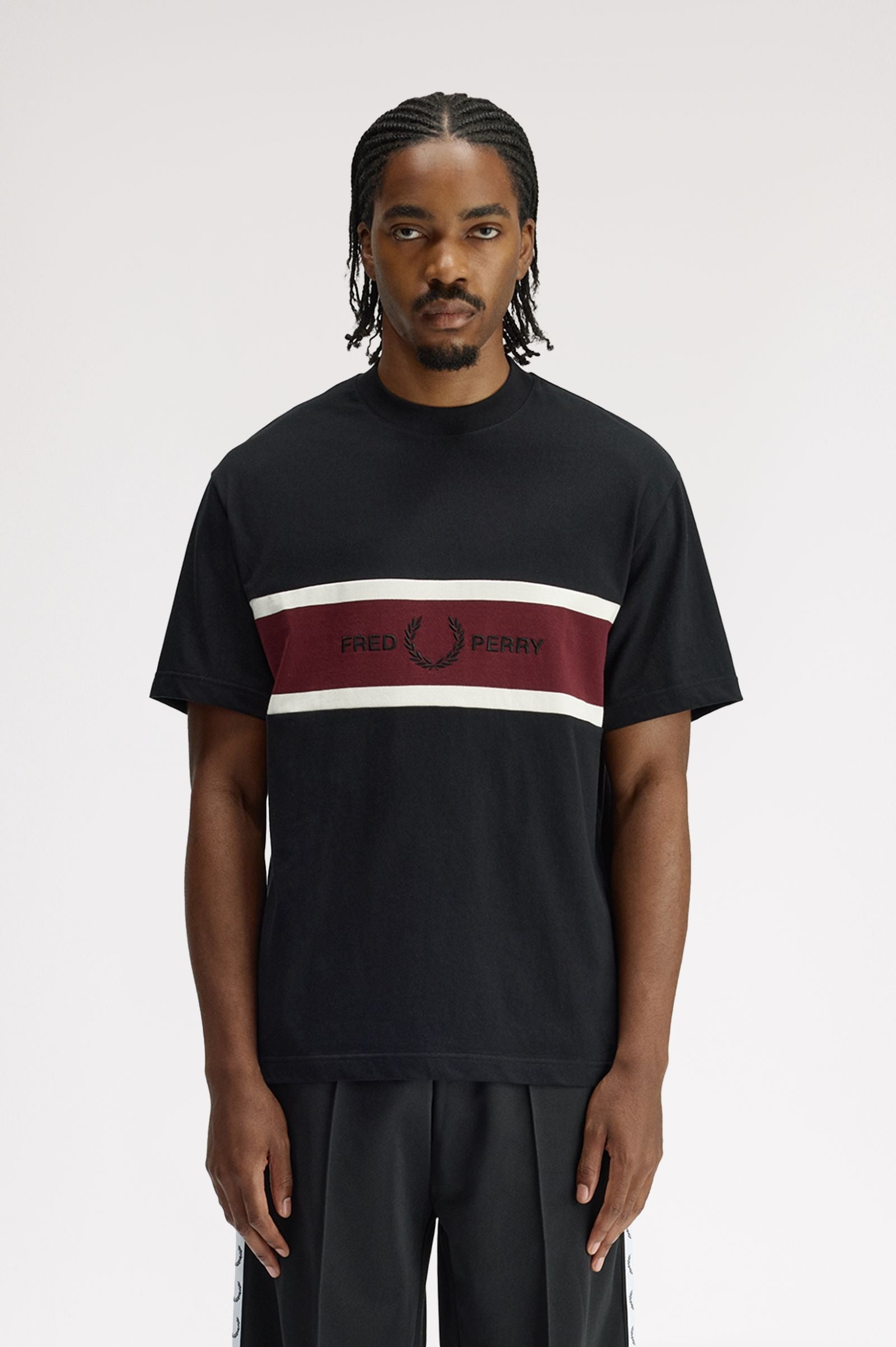 Fred Perry Embroidered Panel T-Shirt - Black