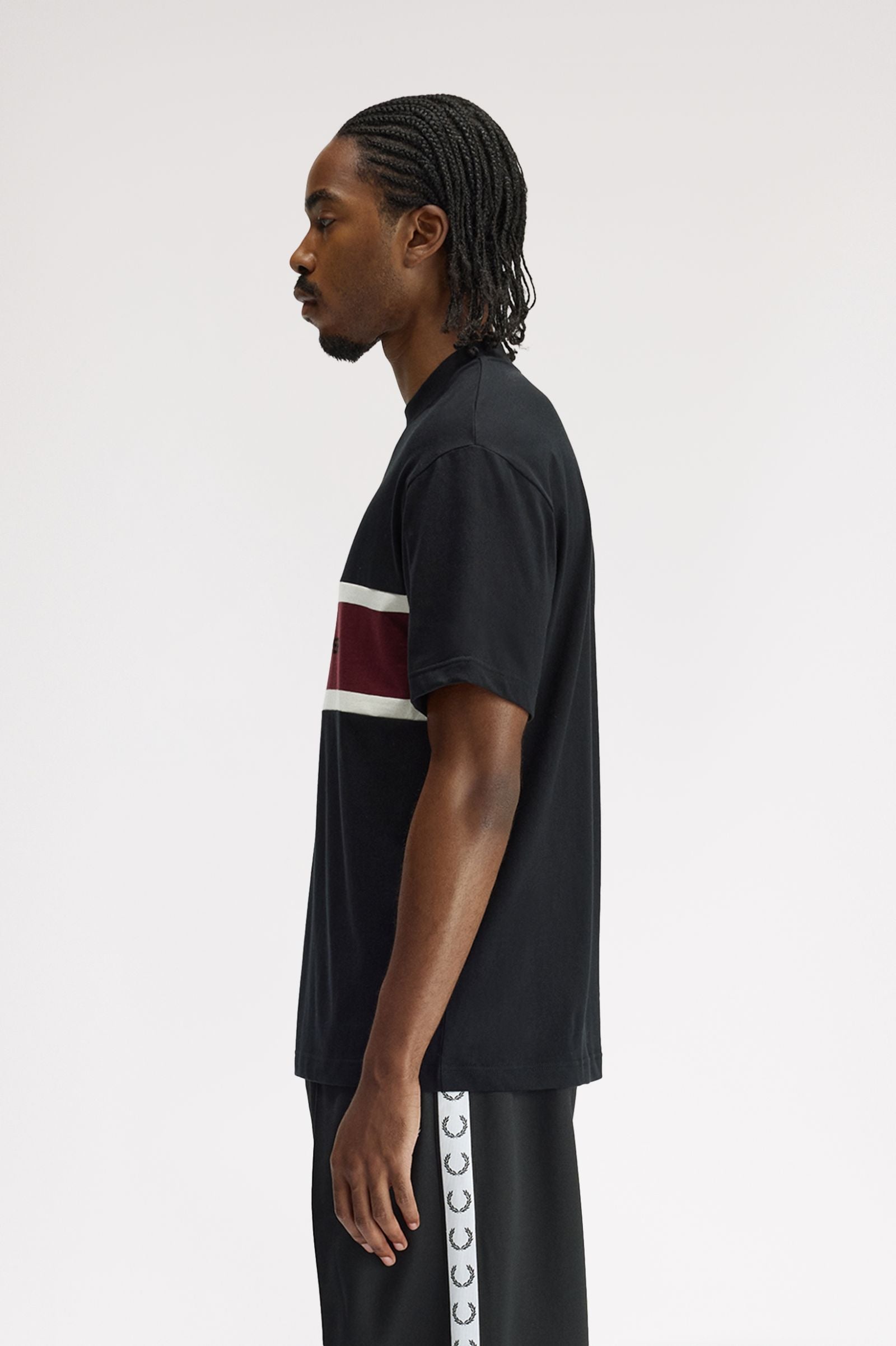 Fred Perry Embroidered Panel T-Shirt - Black