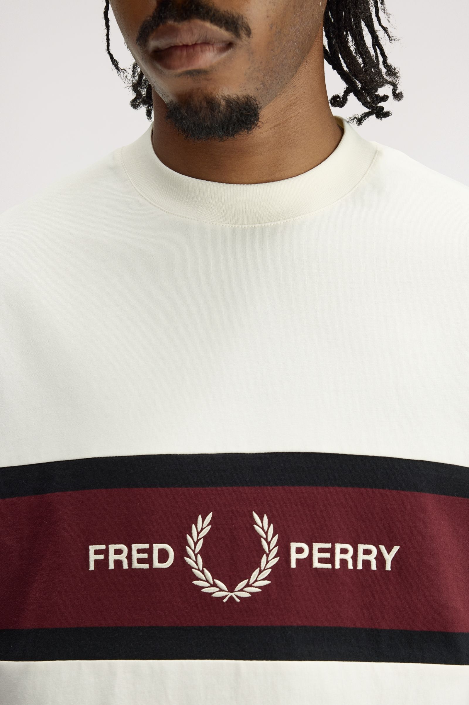 Fred Perry Embroidered Panel T-Shirt - White