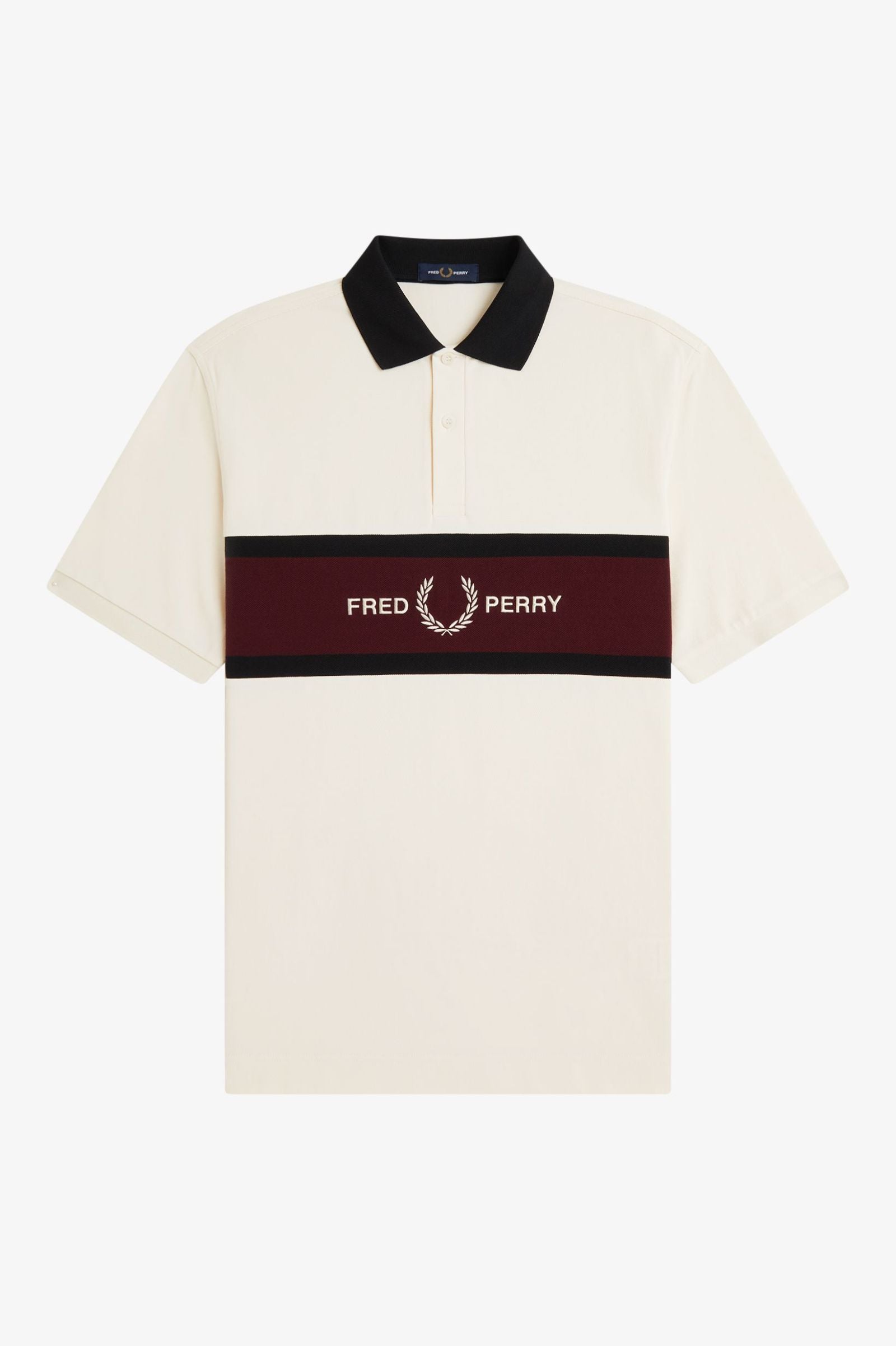 Fred Perry Embroidered Panel Polo Shirt - Ecru