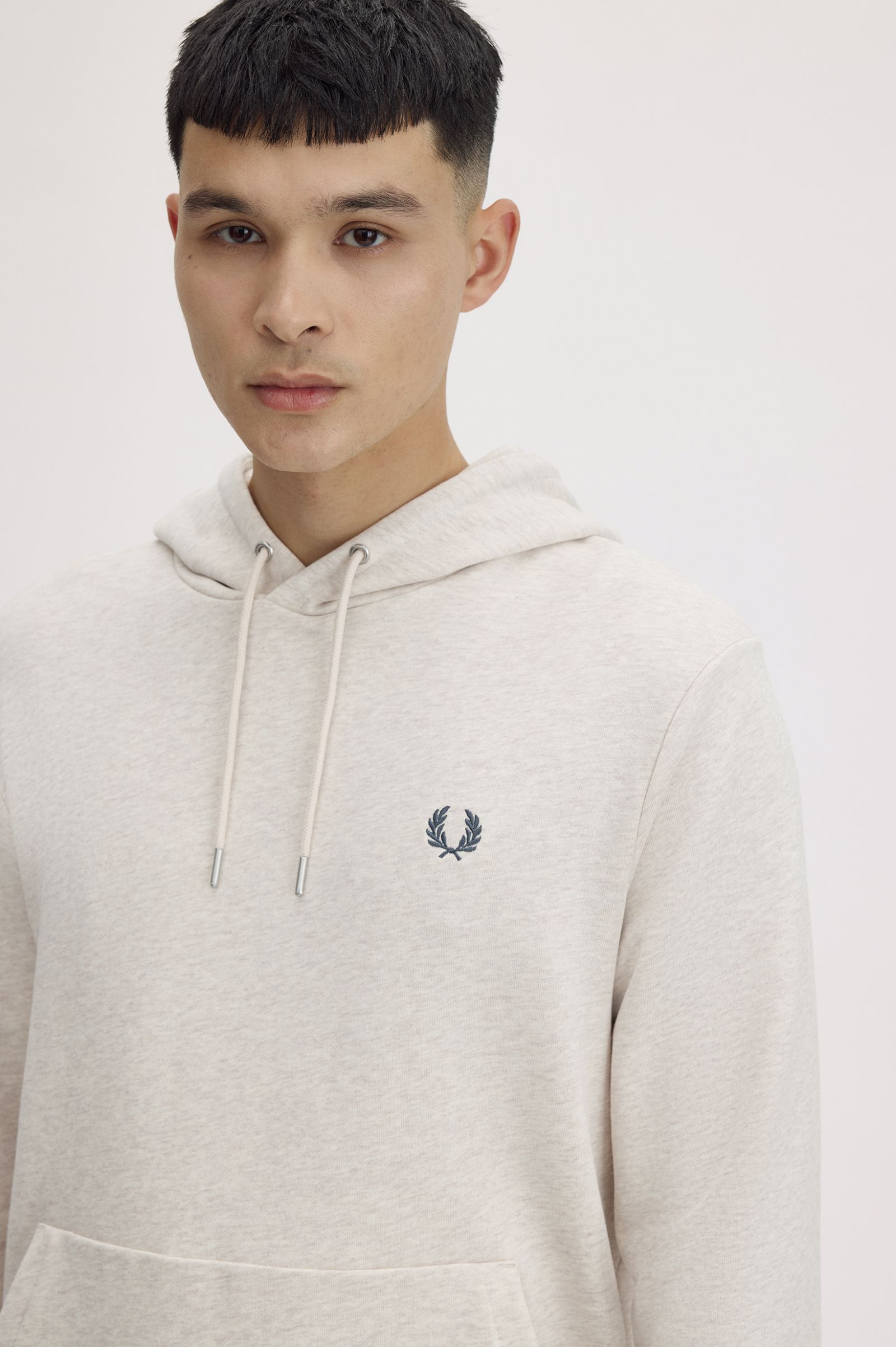 Tipped Hooded Sweatshirt Fred Perry AW25 - Porridge Marl / Anchor Grey