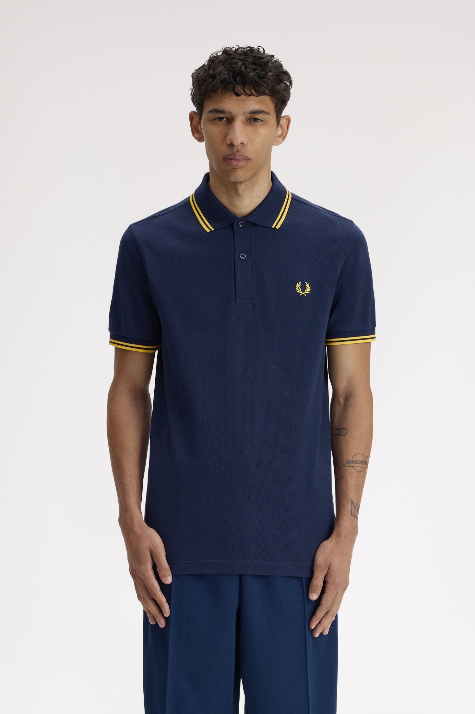 Fred Perry Twin Tipped Fred Perry Shirt - Tennis Blue / Lemon Barley