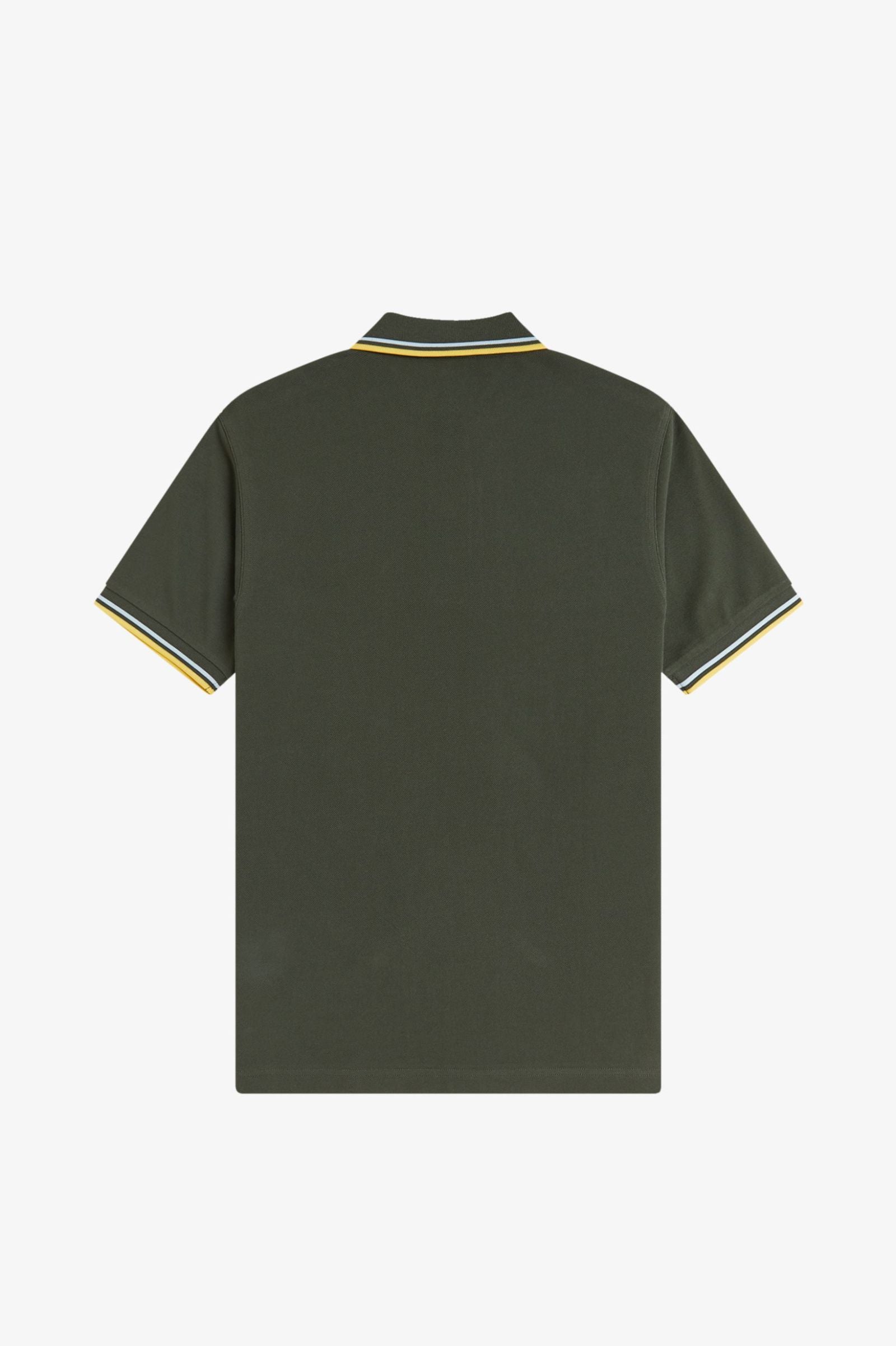Fred Perry Twin Tipped Fred Perry Shirt - Hunting Green / Light Ice / Lemon Barley