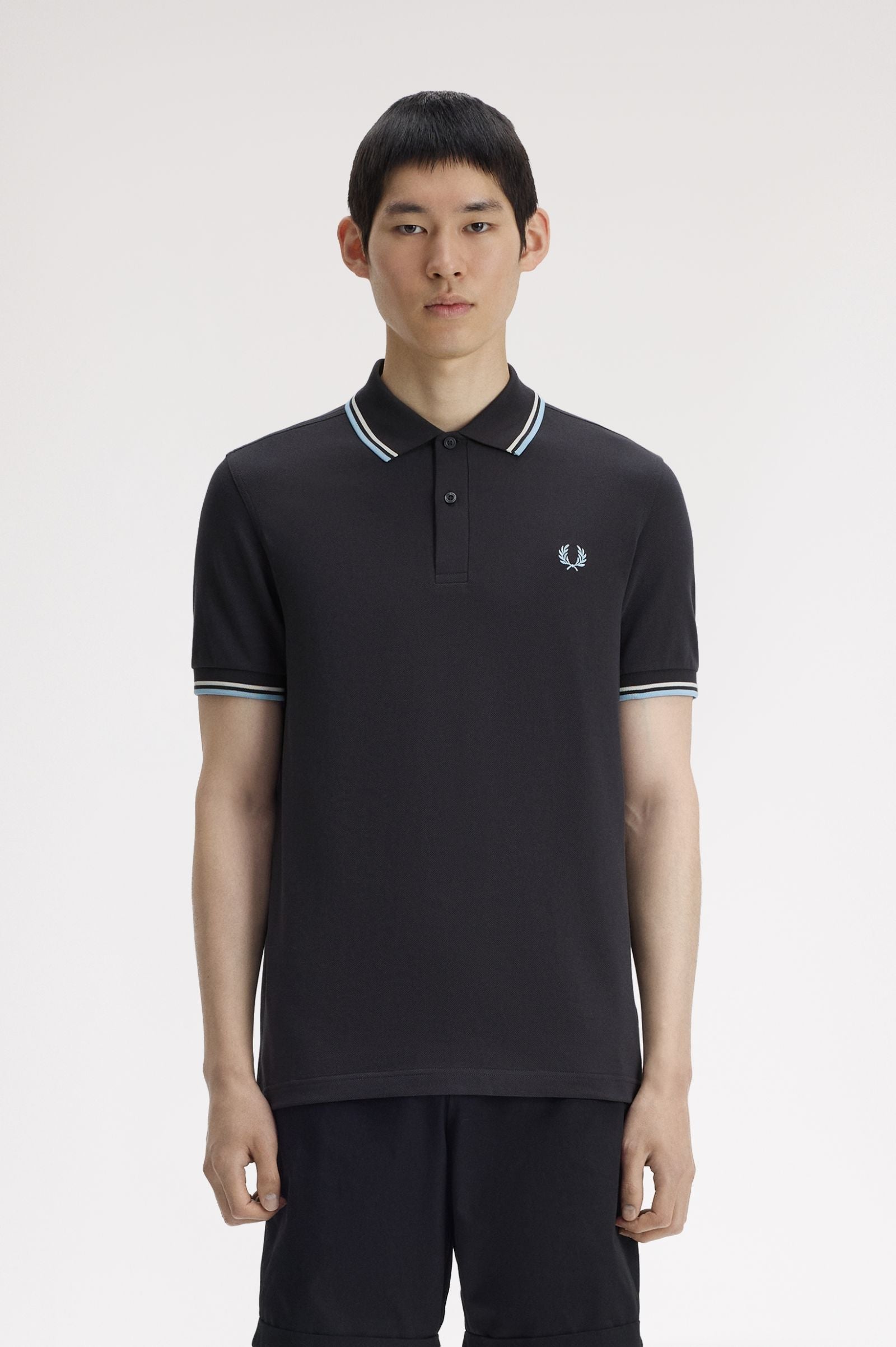 Fred Perry Twin Tipped Fred Perry Shirt - Anchor Grey / Ecru / Ball Boy Blue