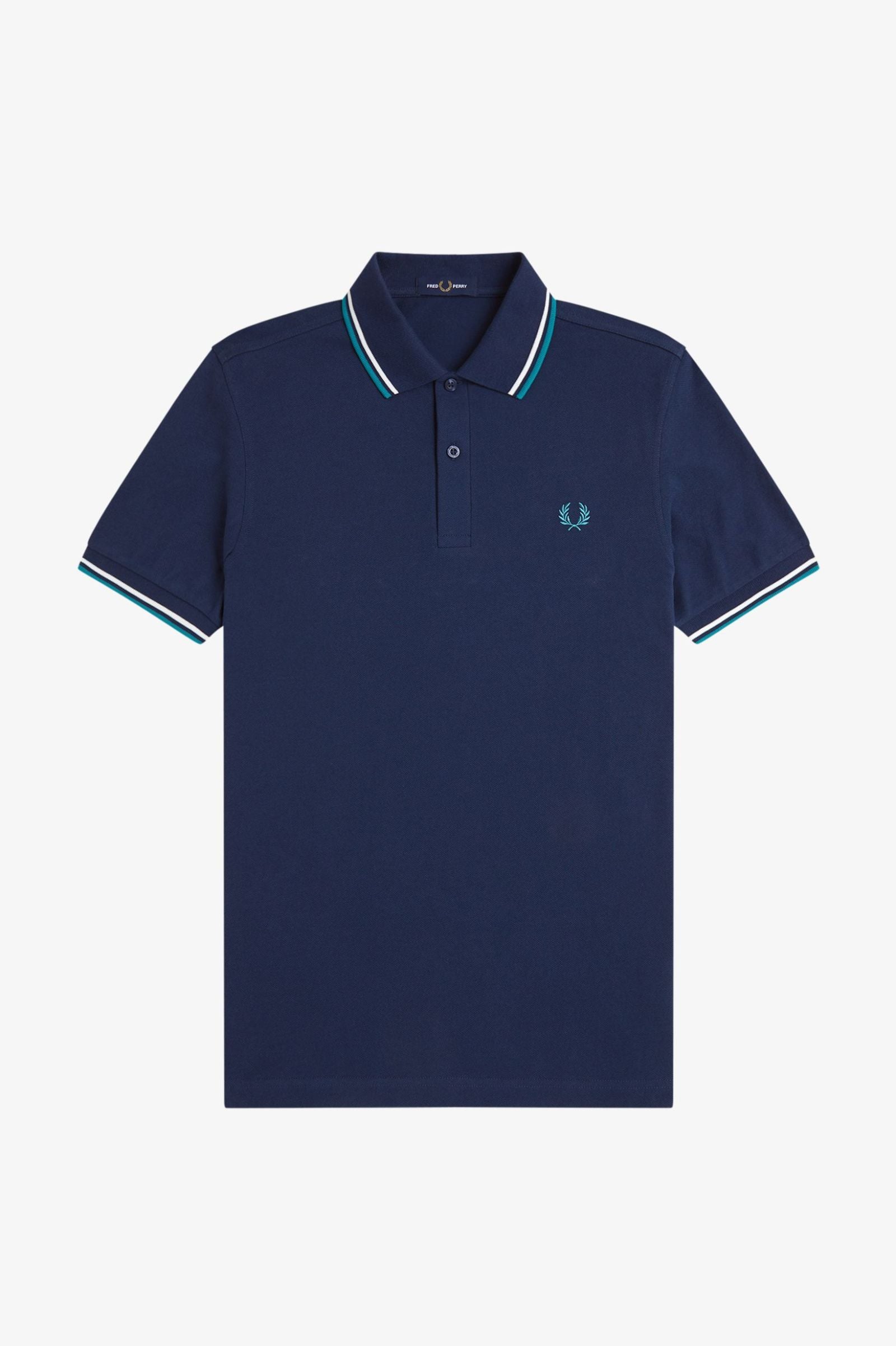 Fred Perry Twin Tipped Fred Perry Shirt - Tennis Blue / Snow White / Deep Mint