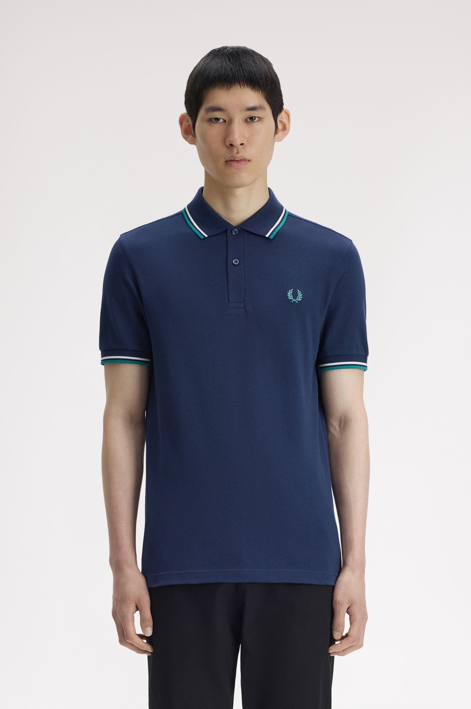 Fred Perry Twin Tipped Fred Perry Shirt - Tennis Blue / Snow White / Deep Mint