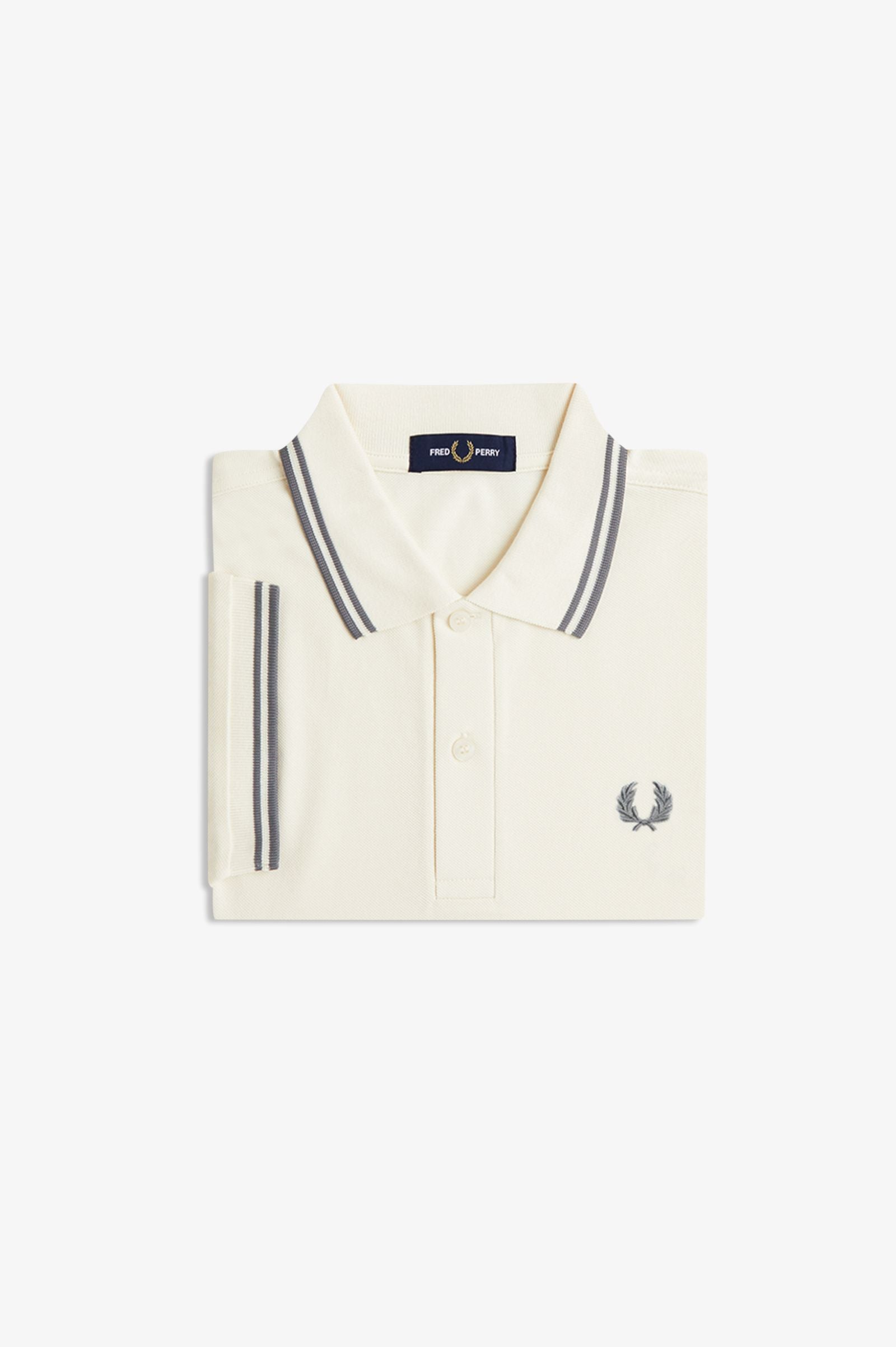 Fred Perry Twin Tipped Fred Perry Shirt - Ecru / Stockport Blue / Stockport Blue