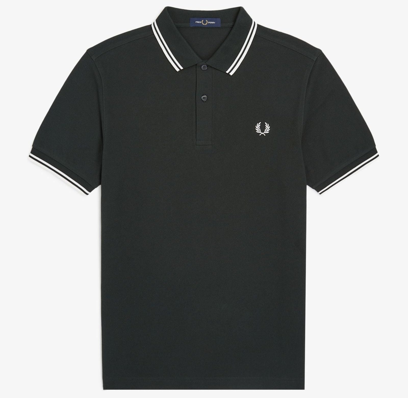 Twin Tipped Polo Fred Perry Shirt AW25 - Night Green / Snow White