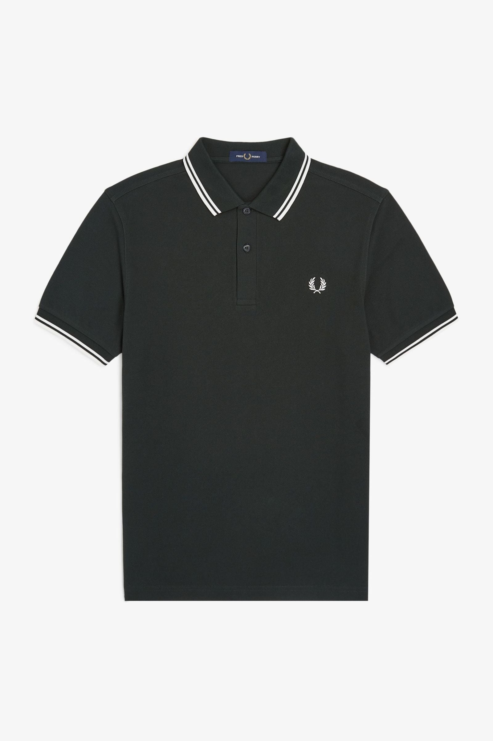 Fred Perry Twin Tipped Fred Perry Shirt - Night Green / Snow White / Snow White