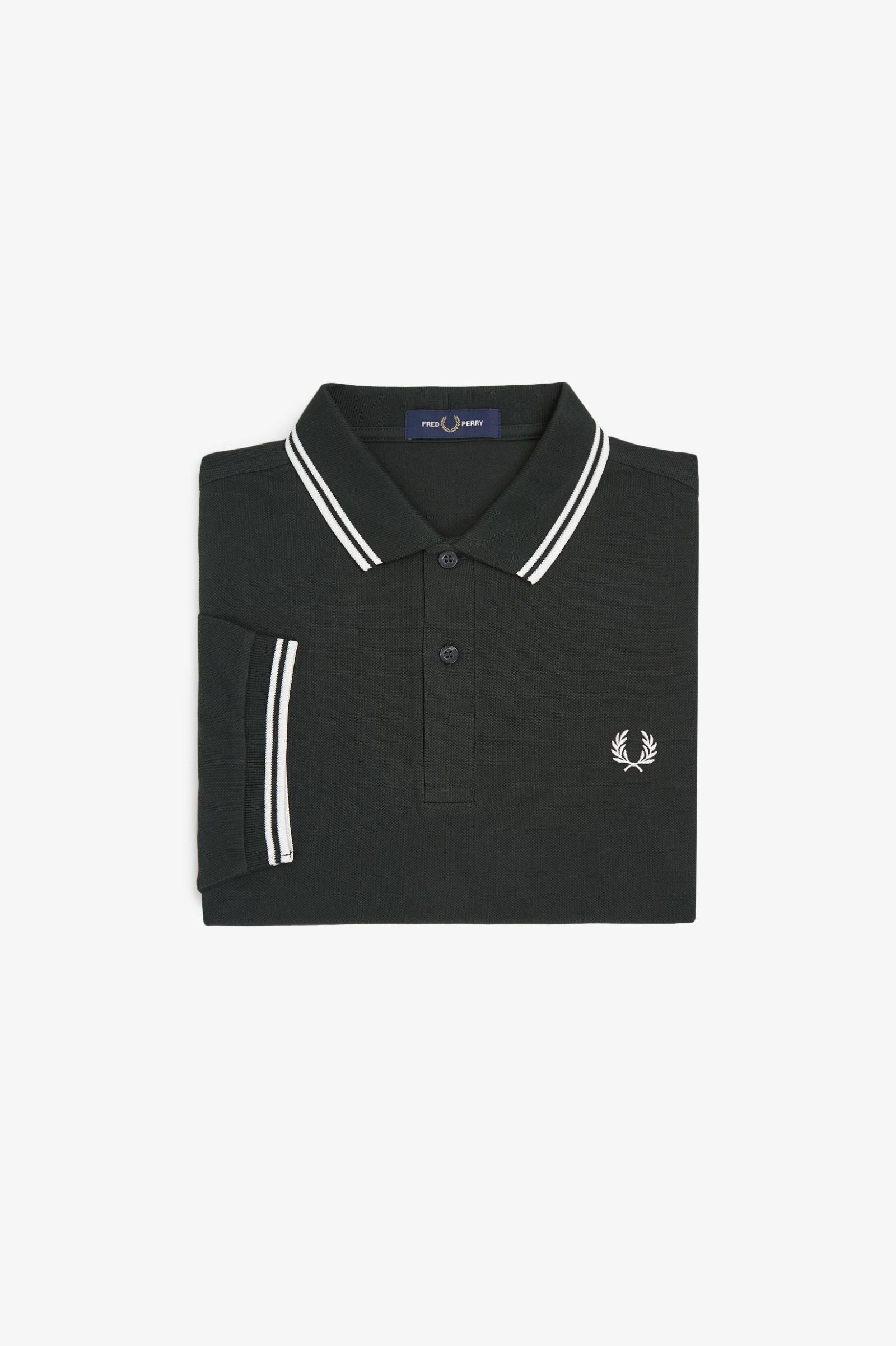 Fred Perry Twin Tipped Fred Perry Shirt - Night Green / Snow White / Snow White