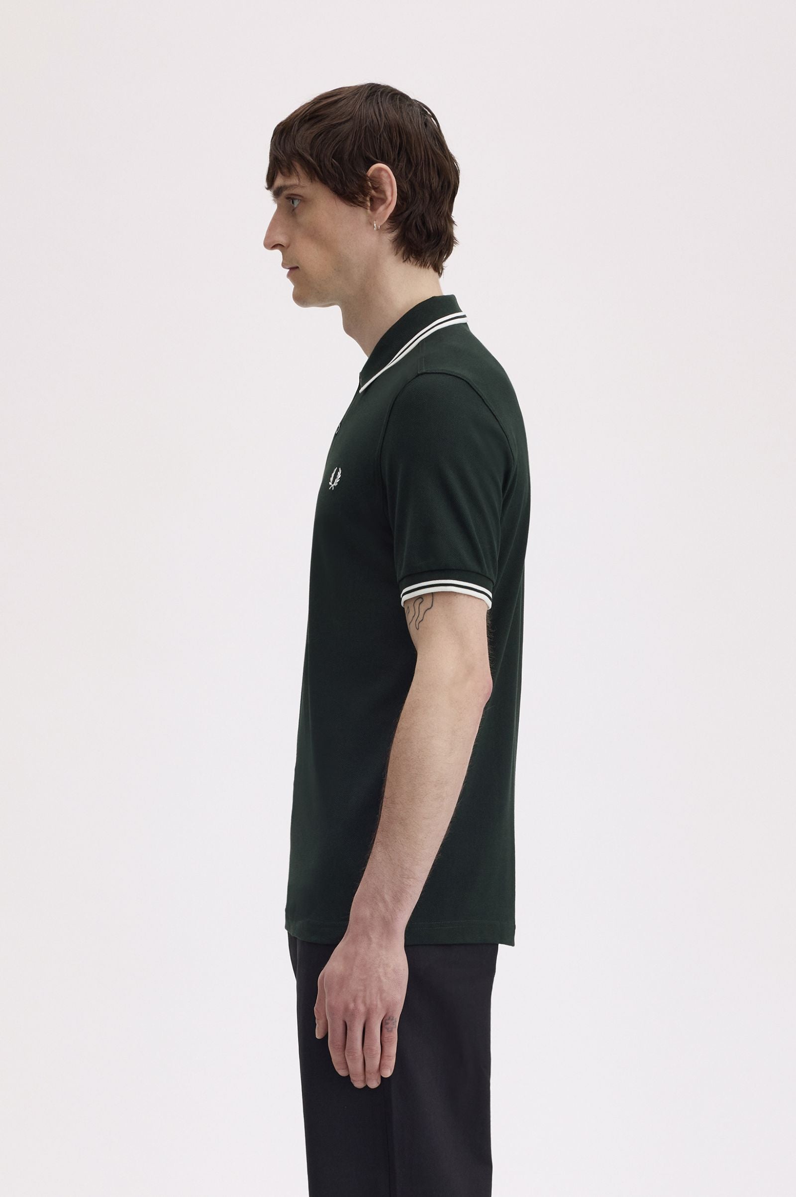 Twin Tipped Polo Fred Perry Shirt AW25 - Night Green / Snow White