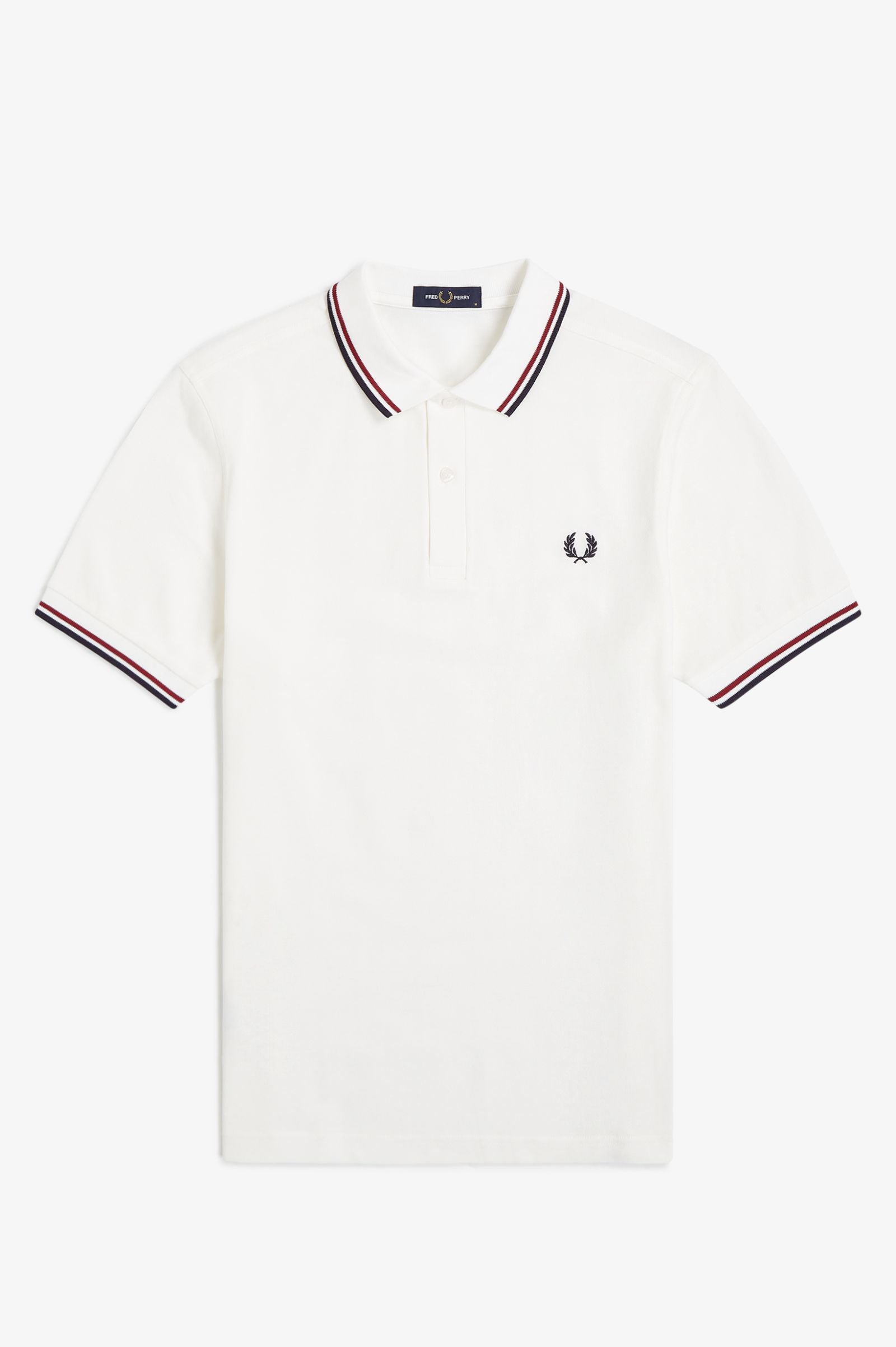Fred Perry Twin Tipped Fred Perry Shirt - Snow White / Burnt Red / Navy