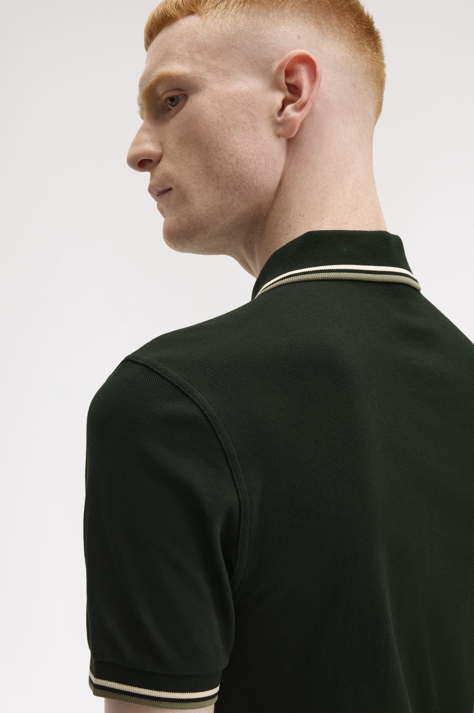 Twin Tipped Polo Shirt Fred Perry - Night Green / Light Ecru / Olive Mint