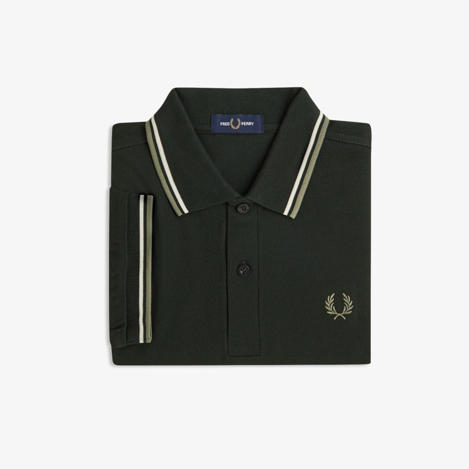 Twin Tipped Polo Shirt Fred Perry - Night Green / Light Ecru / Olive Mint