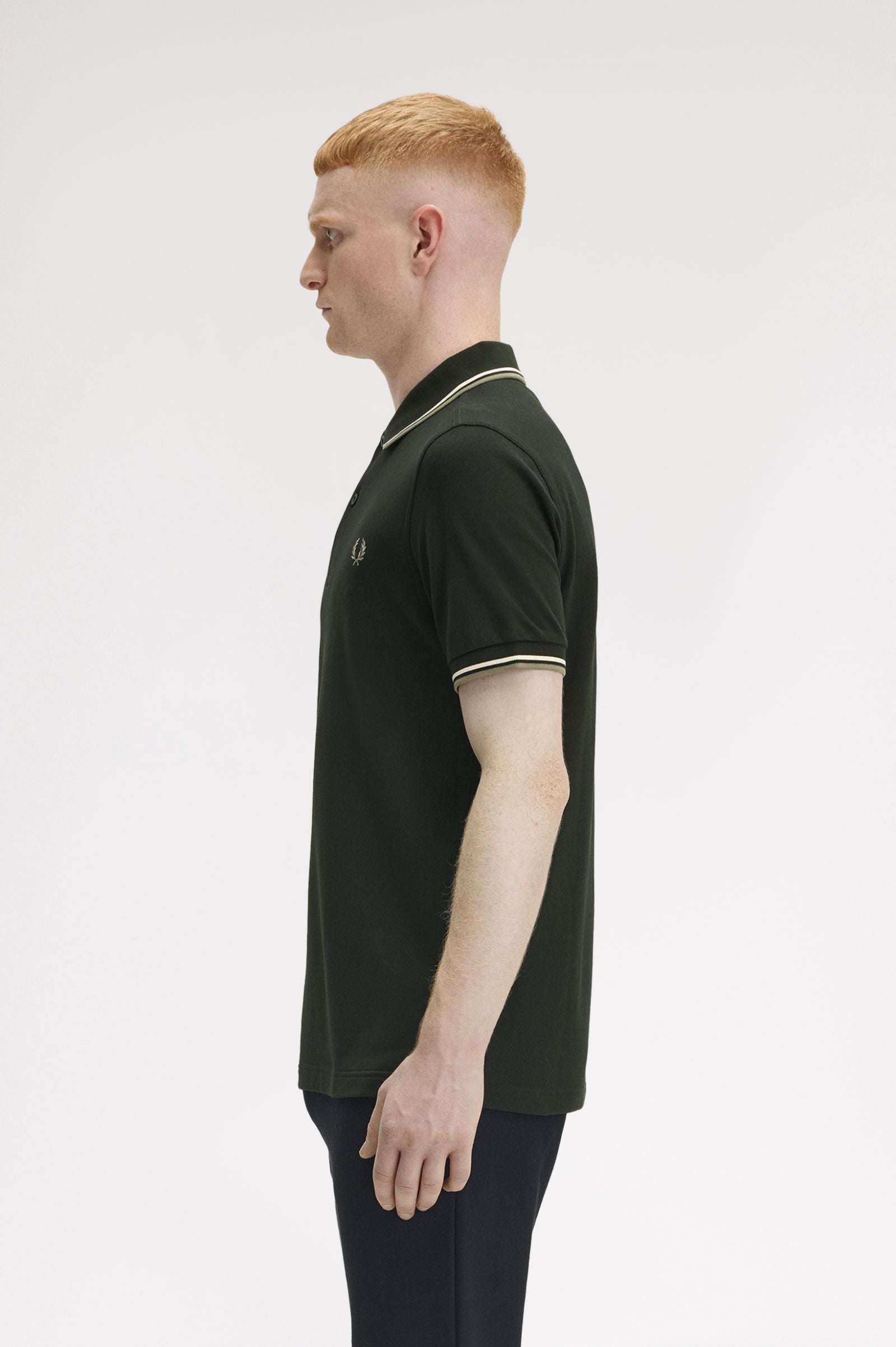 Twin Tipped Polo Shirt Fred Perry - Night Green / Light Ecru / Olive Mint