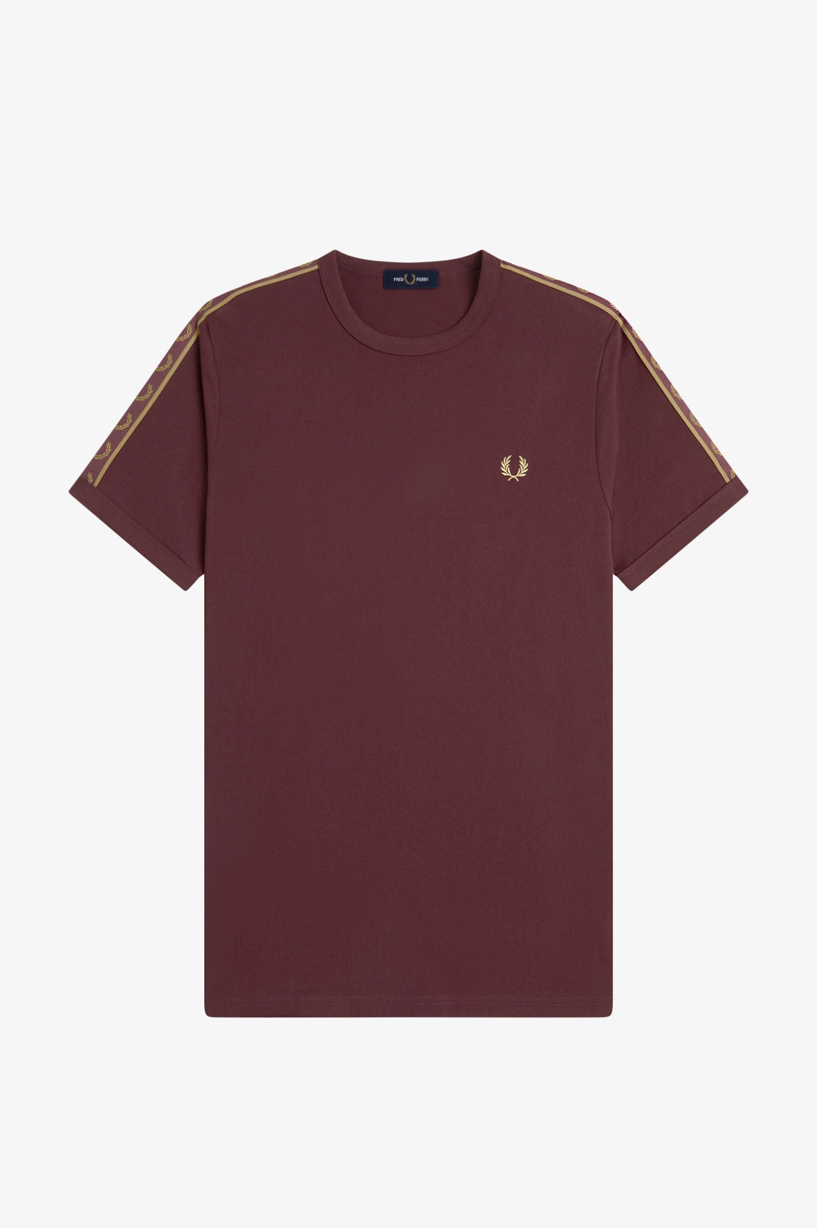 Fred Perry Contrast Tape Ringer T-Shirt - Oxblood / Champagne