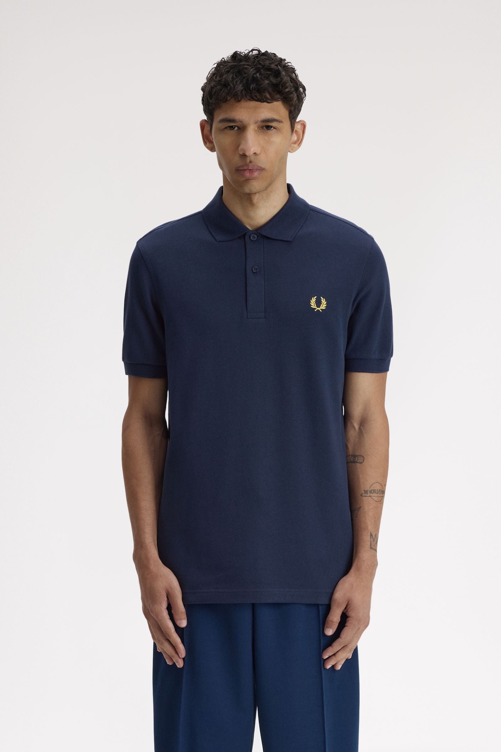 Fred Perry The Fred Perry Shirt - Tennis Blue / Lemon Barley