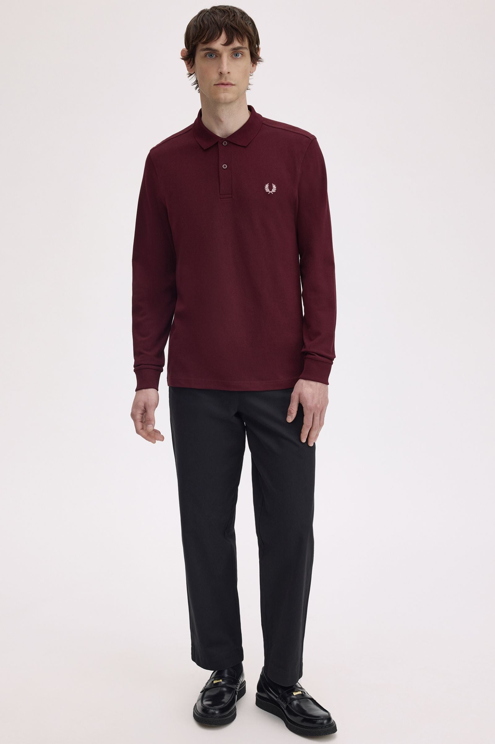 Long Sleeve Fred Perry Shirt AW25 - Oxblood
