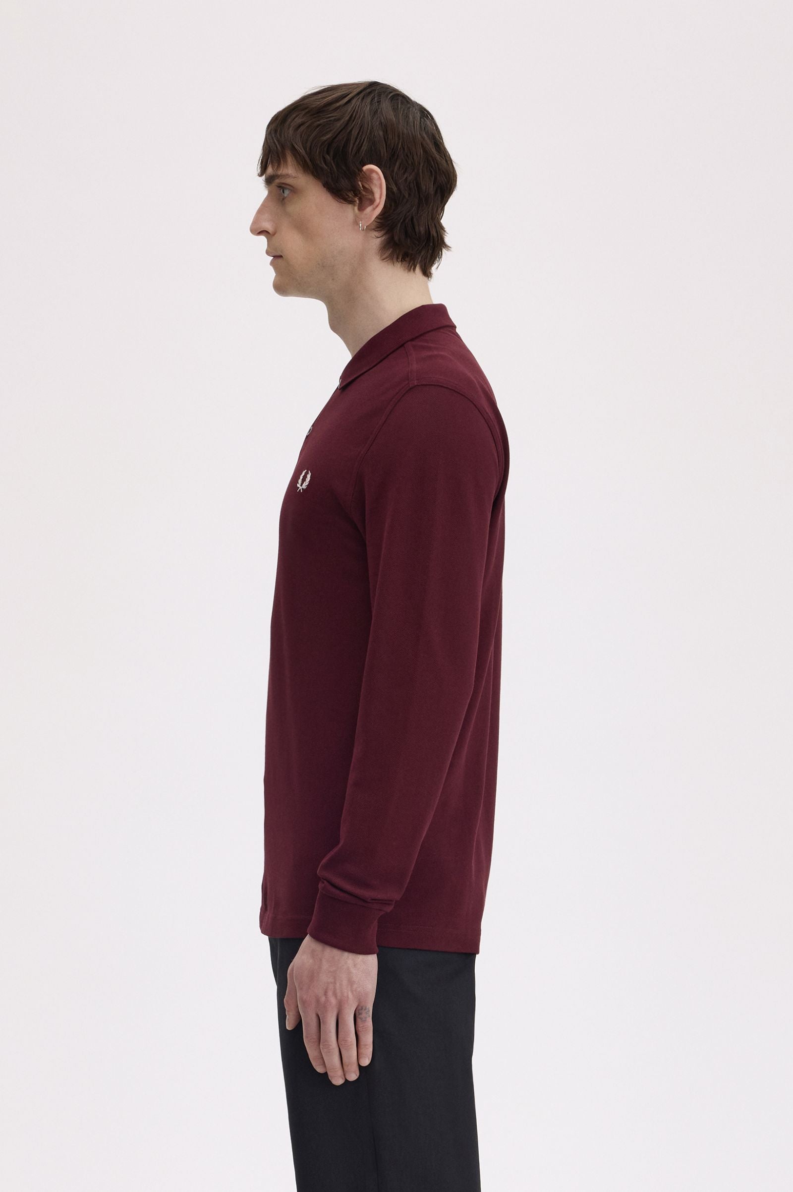 Long Sleeve Fred Perry Shirt AW25 - Oxblood