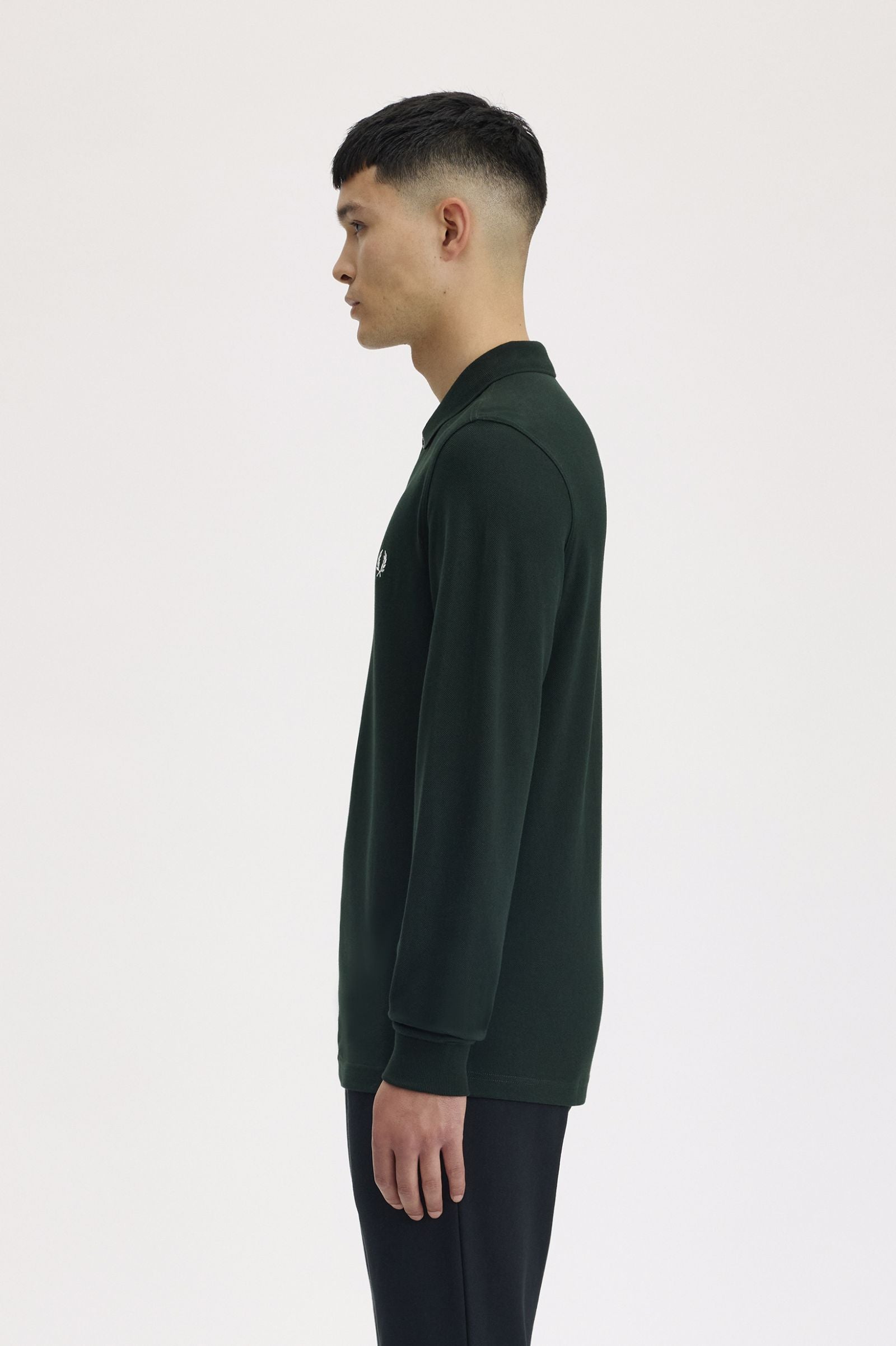Long Sleeve Fred Perry Shirt AW25 - Nightgreen / Snow White