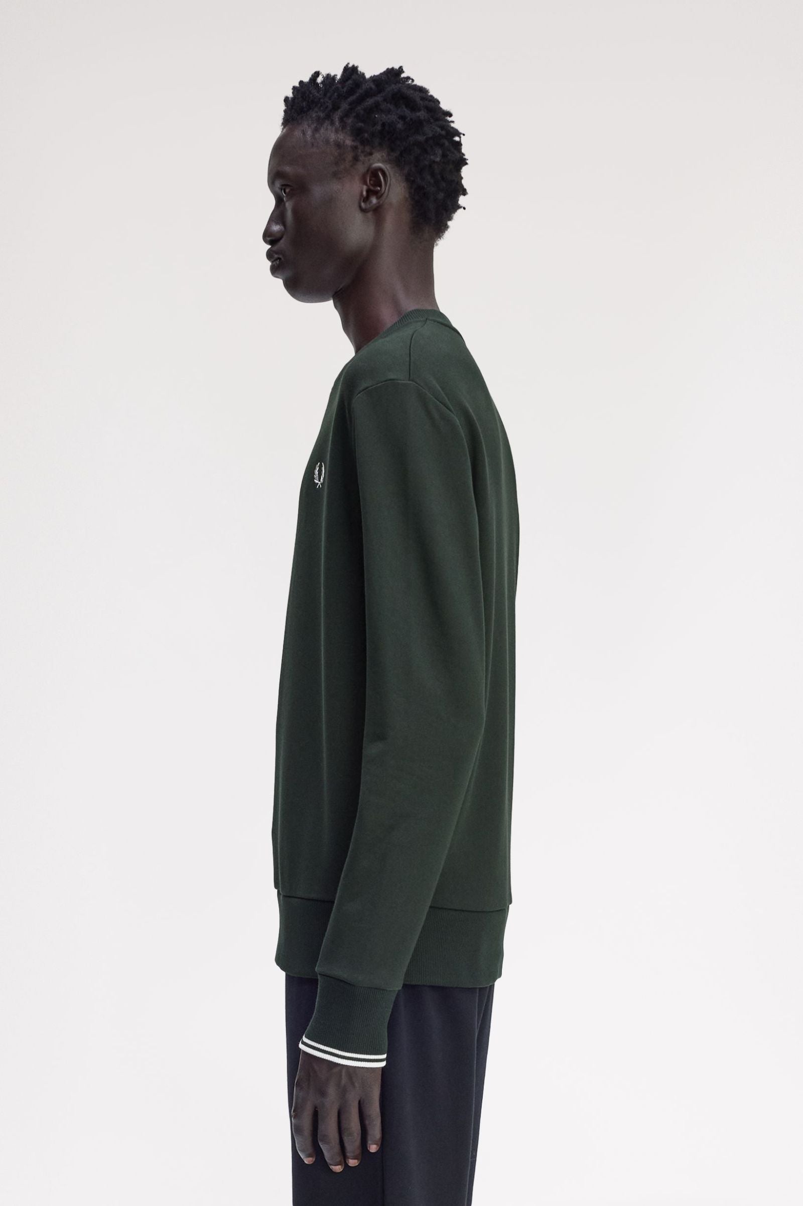 Crew Neck Sweatshirt Fred Perry AW25 - Night Green / Snow White