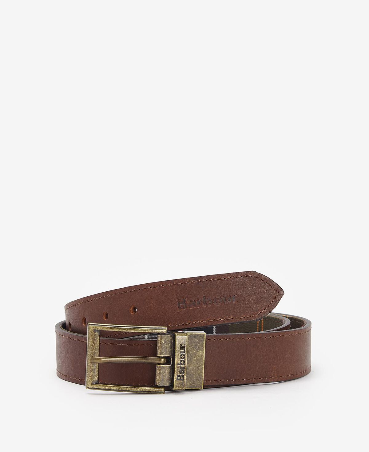 Barbour – Reversible Tartan Leather Belt – Classic Tartan/Brown