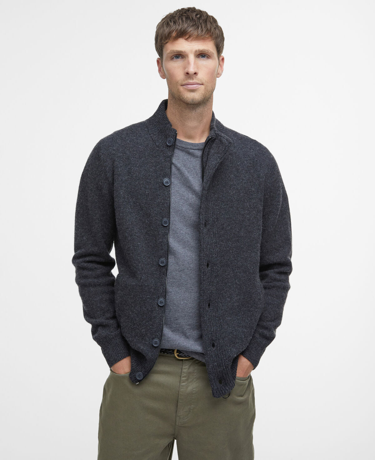 Barbour – Essential Patch Zip Through – Charcoal Marl