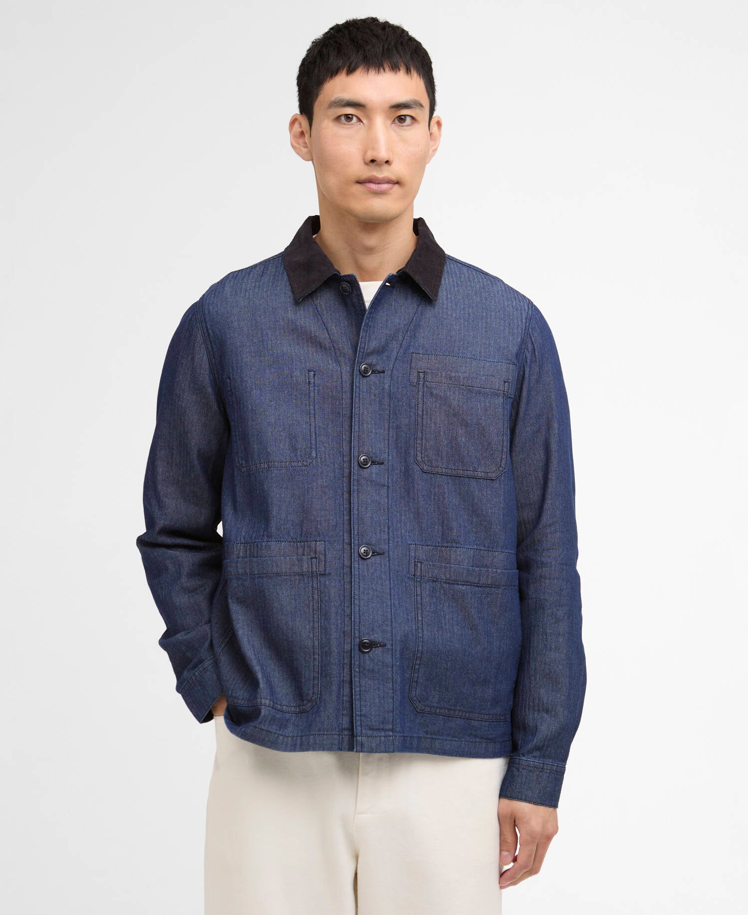 Piligan Herringbone Denim Overshirt Barbour International - Indigo